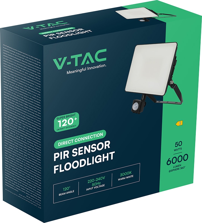 V-TAC LED-Fluter, VT-4949-FC, EEK: E, 50 W, 6000 lm, 6500 K, IP65, kaltweiß V-TAC LED-Fluter, VT-4949-FC, EEK: E, 50 W, 6000 lm, 6500 K, IP65, kaltweiß