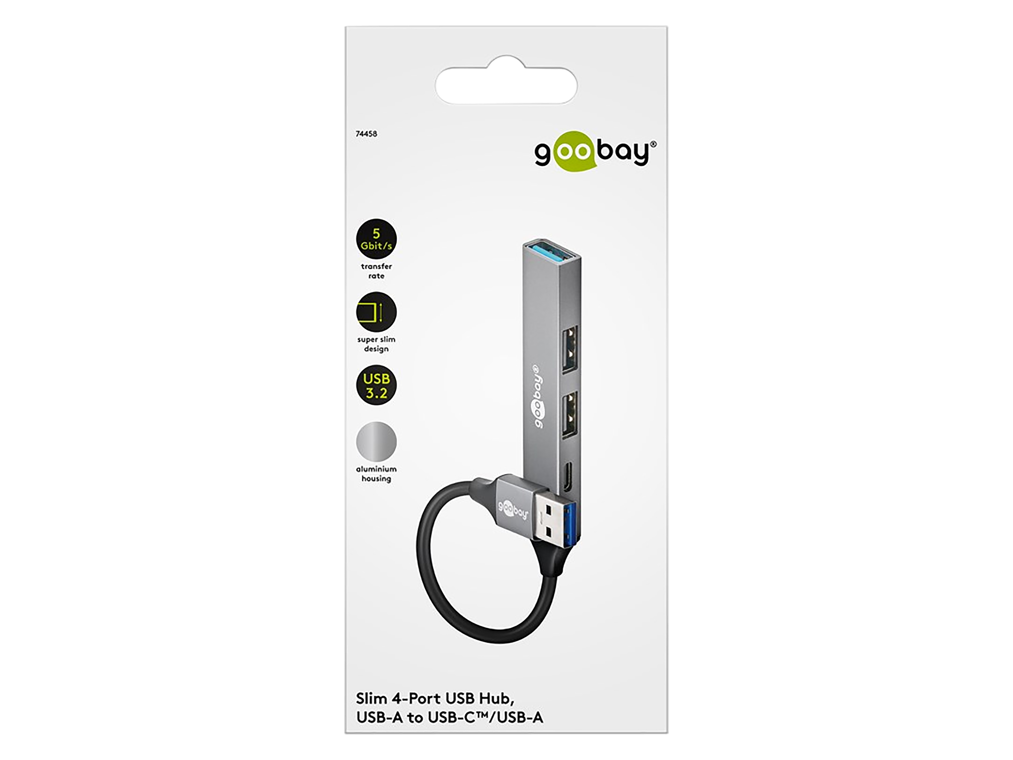 GOOBAY USB3.2 Hub 74458 Slim 4 Port USB-A auf USB-C/USB-A GOOBAY USB3.2 Hub 74458 Slim 4 Port USB-A auf USB-C/USB-A