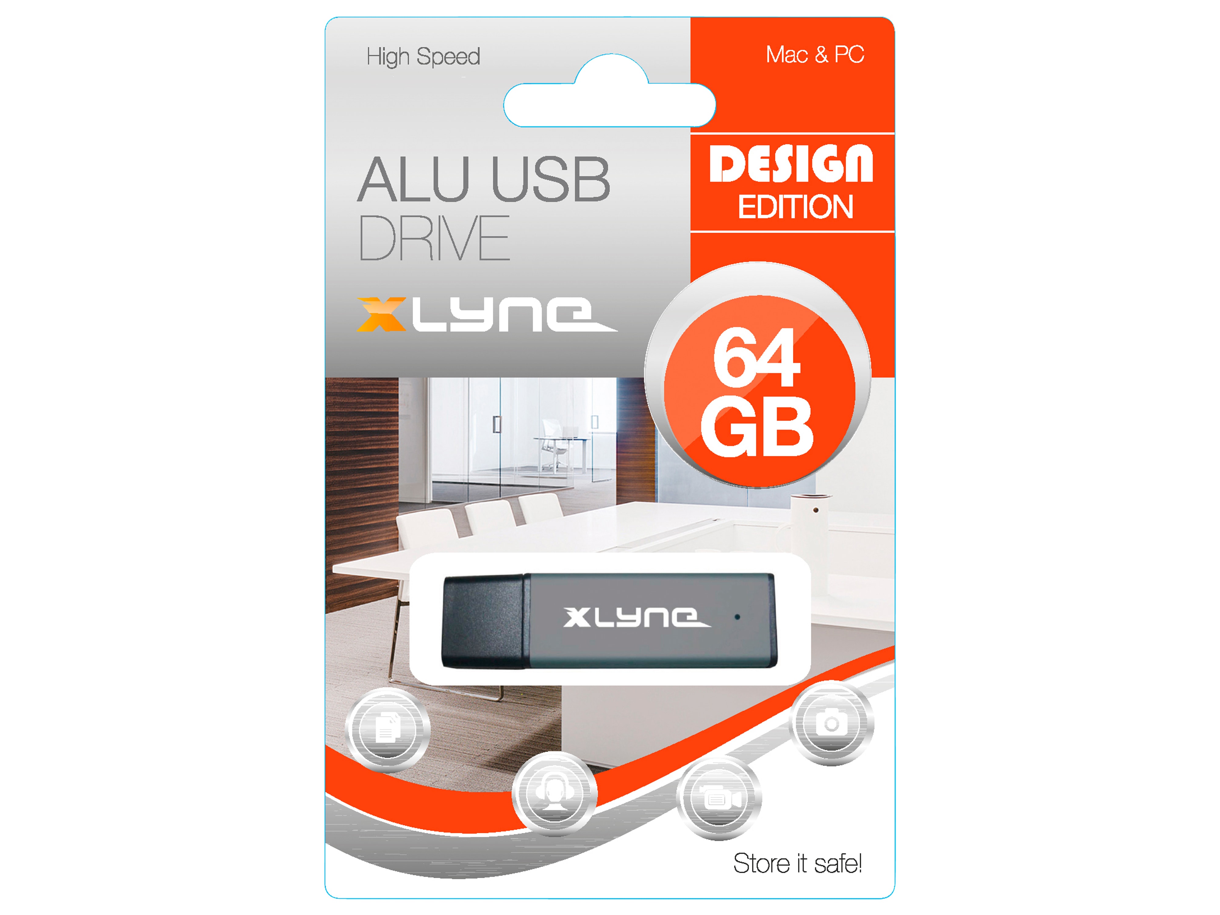 XLYNE USB-Stick Alu, USB 2.0, 64 GB