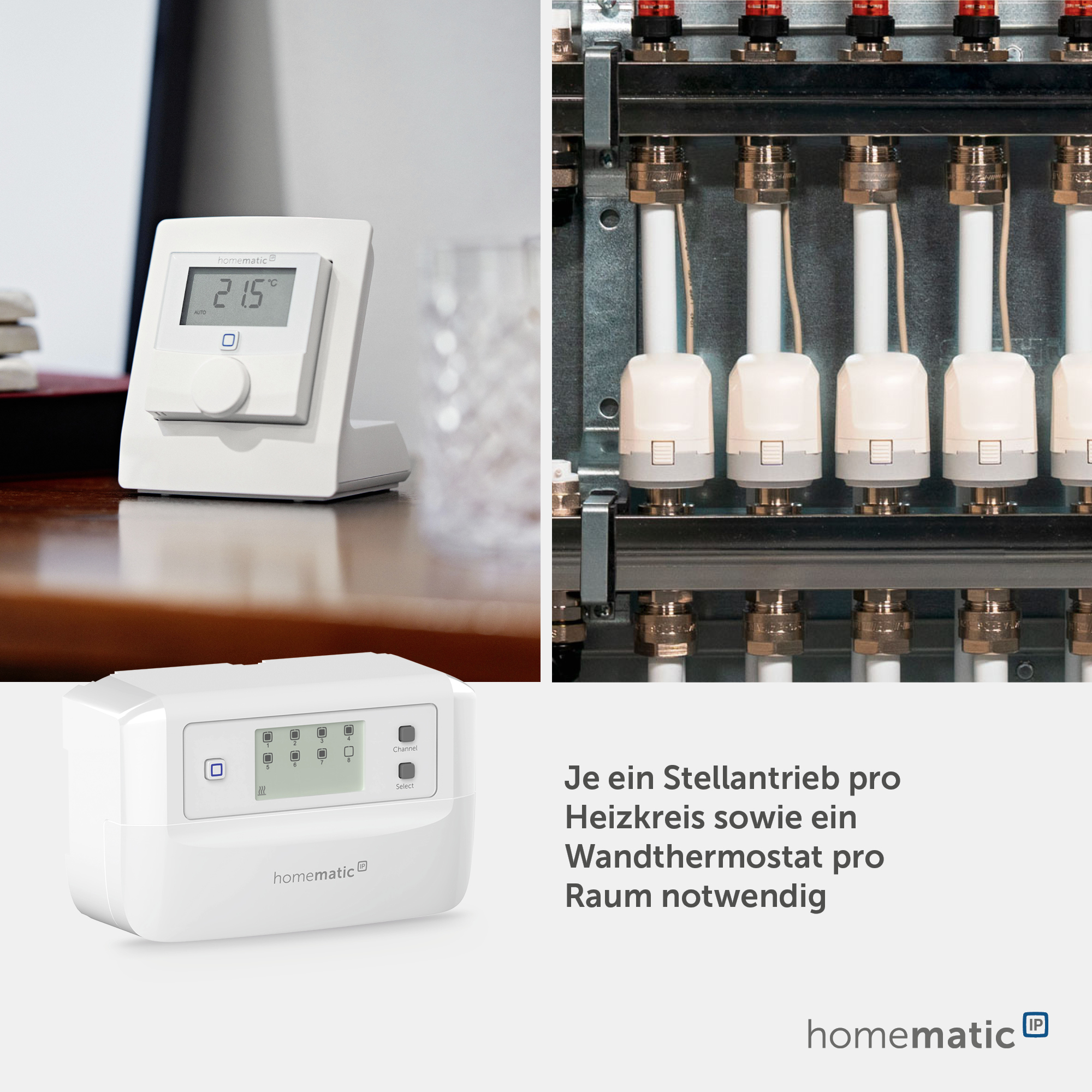 HOMEMATIC IP 161656A0, Fußboden-Heizungscontroller, 8 Kanäle, motorisch HOMEMATIC IP 161656A0, Fußboden-Heizungscontroller, 8 Kanäle, motorisch