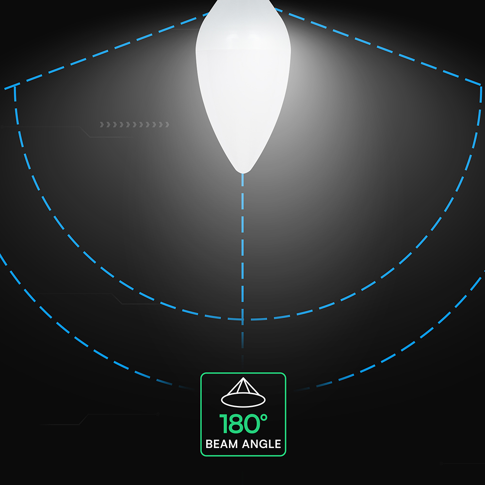 V-TAC LED-Lampe VT-2142166, EEK: F, 3,7W, 320lm, 3000K, C37, E14, 180° V-TAC LED-Lampe VT-2142166, EEK: F, 3,7W, 320lm, 3000K, C37, E14, 180°