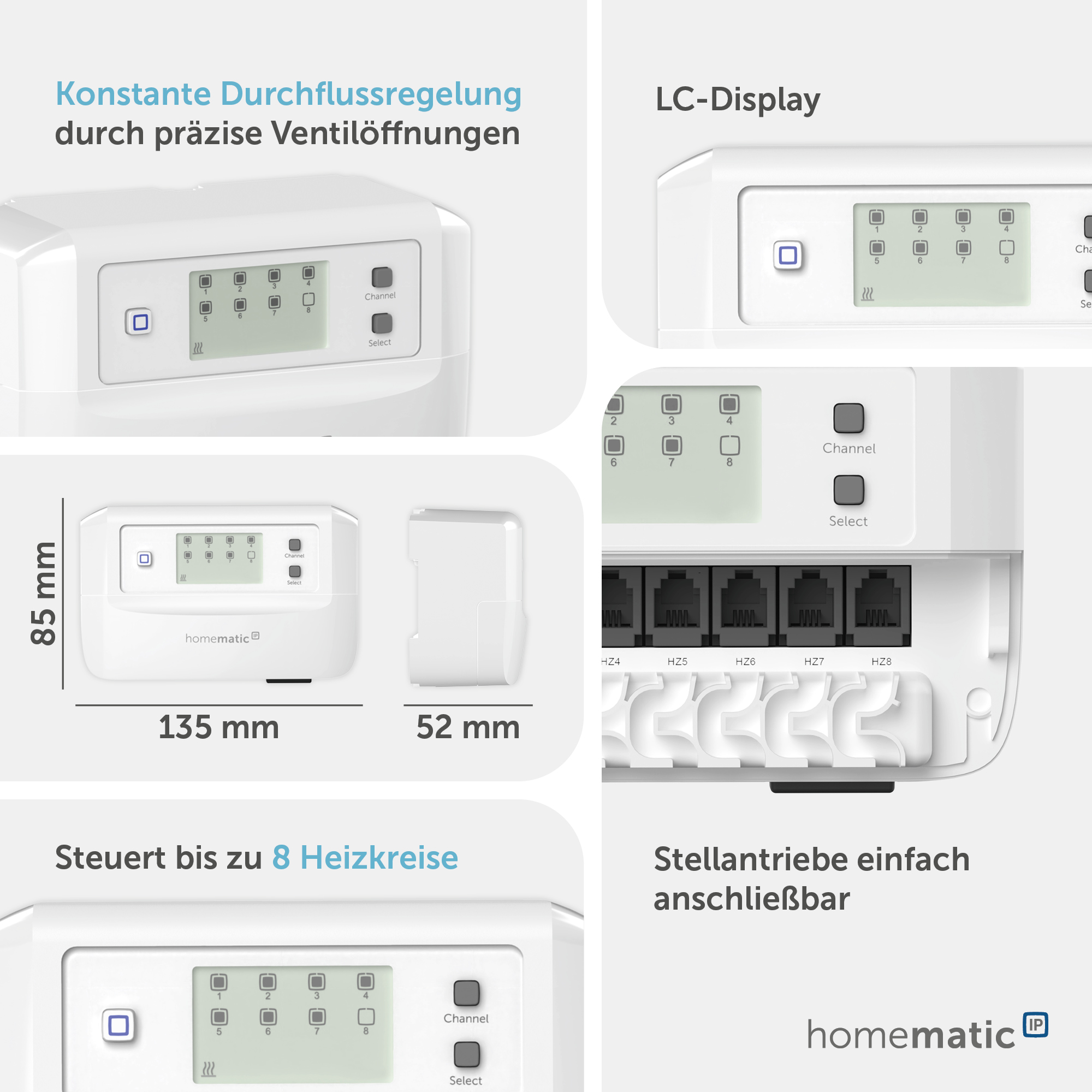 HOMEMATIC IP 161656A0, Fußboden-Heizungscontroller, 8 Kanäle, motorisch HOMEMATIC IP 161656A0, Fußboden-Heizungscontroller, 8 Kanäle, motorisch