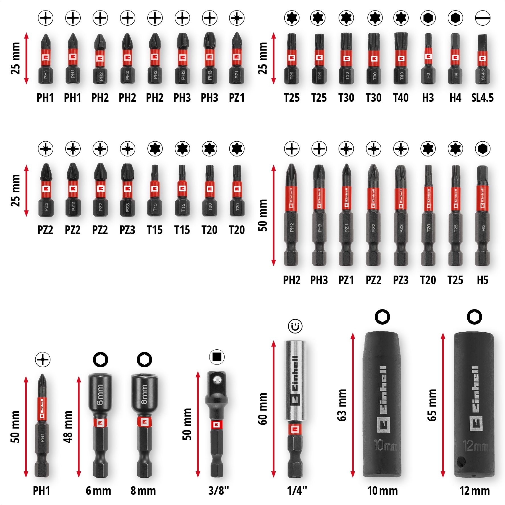 EINHELL Impact Bit-Set, 109220, M-Case, 39-teilig EINHELL Impact Bit-Set, 109220, M-Case, 39-teilig
