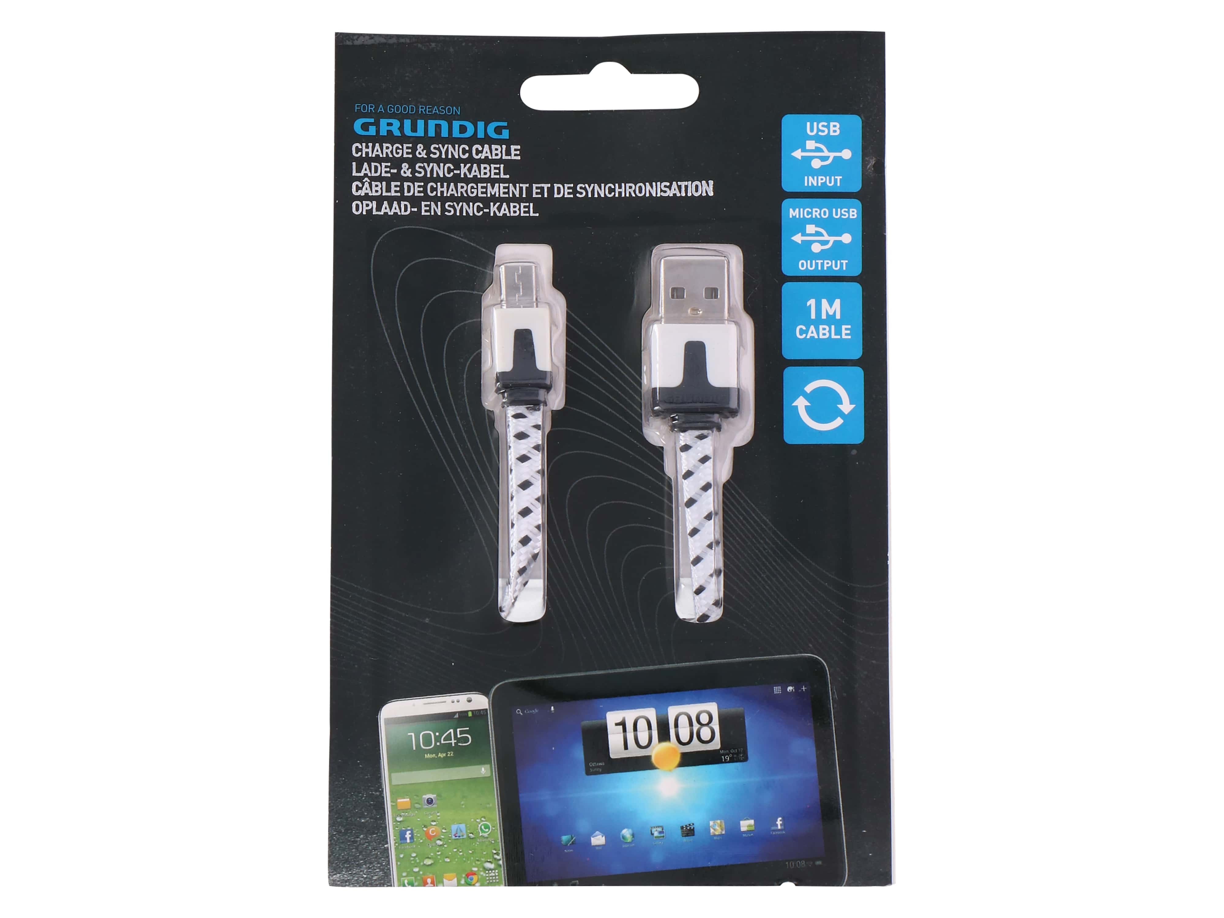 USB-Ladekabel, USB-A / USB-micro B, 1m, schwarz USB-Ladekabel, USB-A / USB-micro B, 1m, schwarz