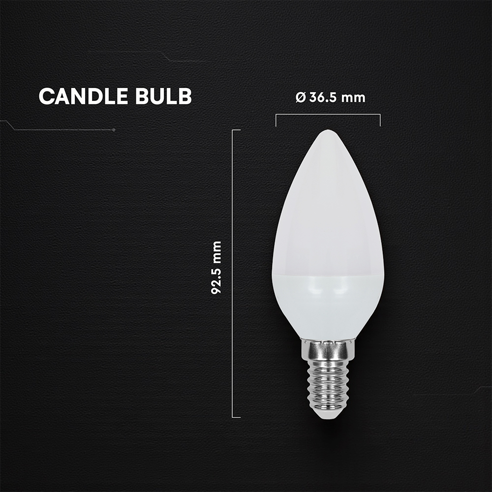 V-TAC LED-Lampe VT-2142166, EEK: F, 3,7W, 320lm, 3000K, C37, E14, 180°