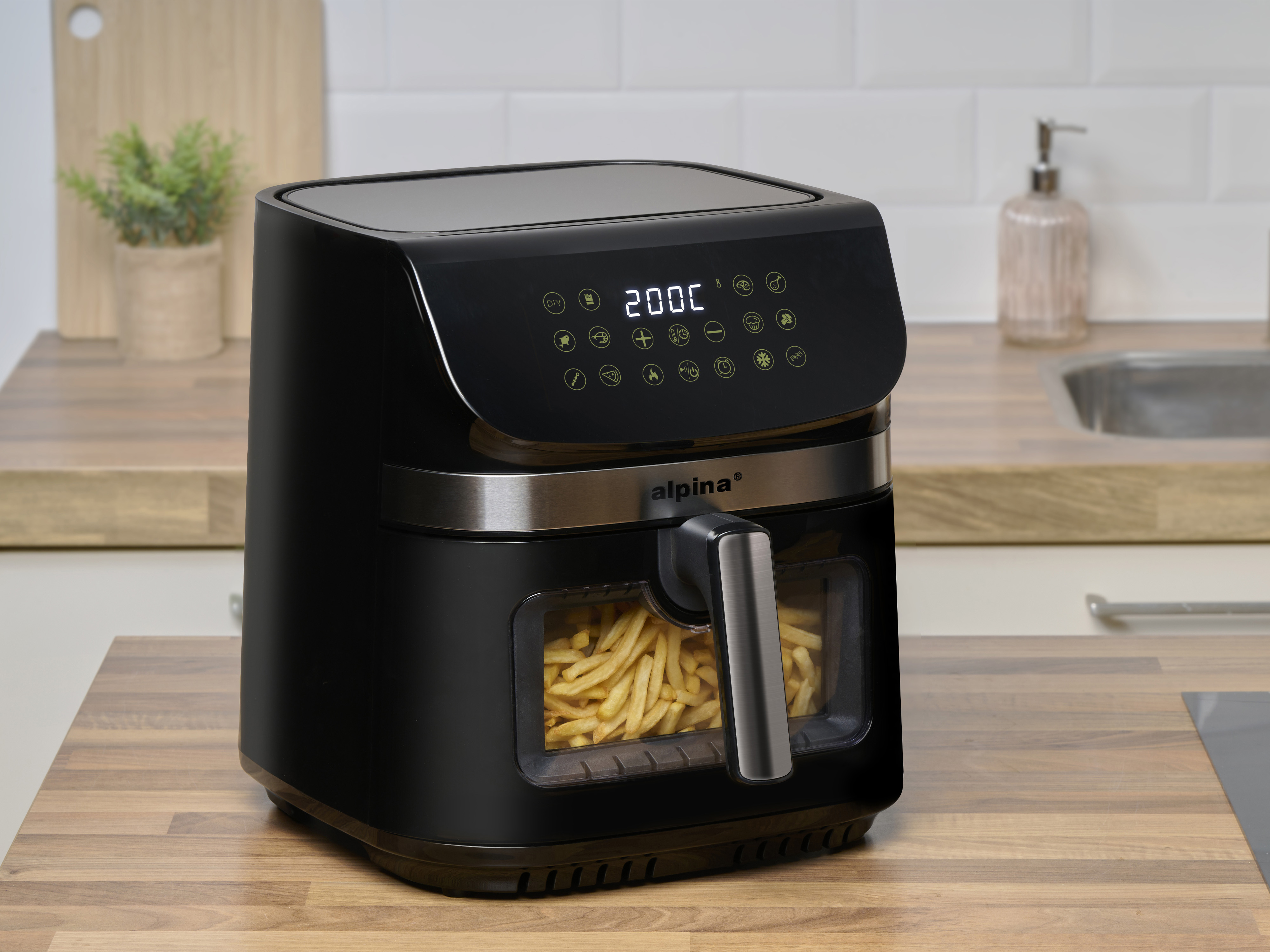 ALPINA Heißluftfritteuse XXL, 9L, 1800W, Timer, 80...200°C, Digitalanzeige ALPINA Heißluftfritteuse XXL, 9L, 1800W, Timer, 80...200°C, Digitalanzeige