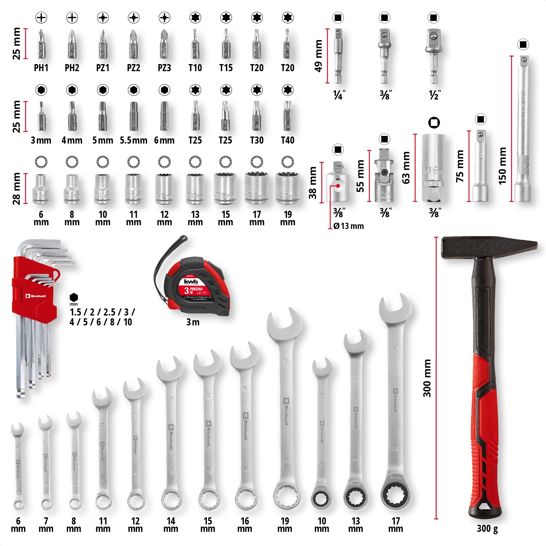 EINHELL Werkzeugkoffer, 370570, E-Case, 80-teilig EINHELL Werkzeugkoffer, 370570, E-Case, 80-teilig