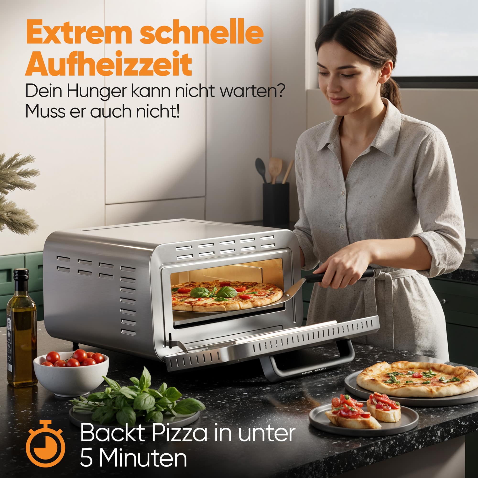 PROFI COOK Pizzaofen PC-PO 1323, inkl. Pizzastein & Pizzaheber, 400°C PROFICOOK Pizzaofen PC-PO 1323, inkl. Pizzastein & Pizzaheber, 400°C
