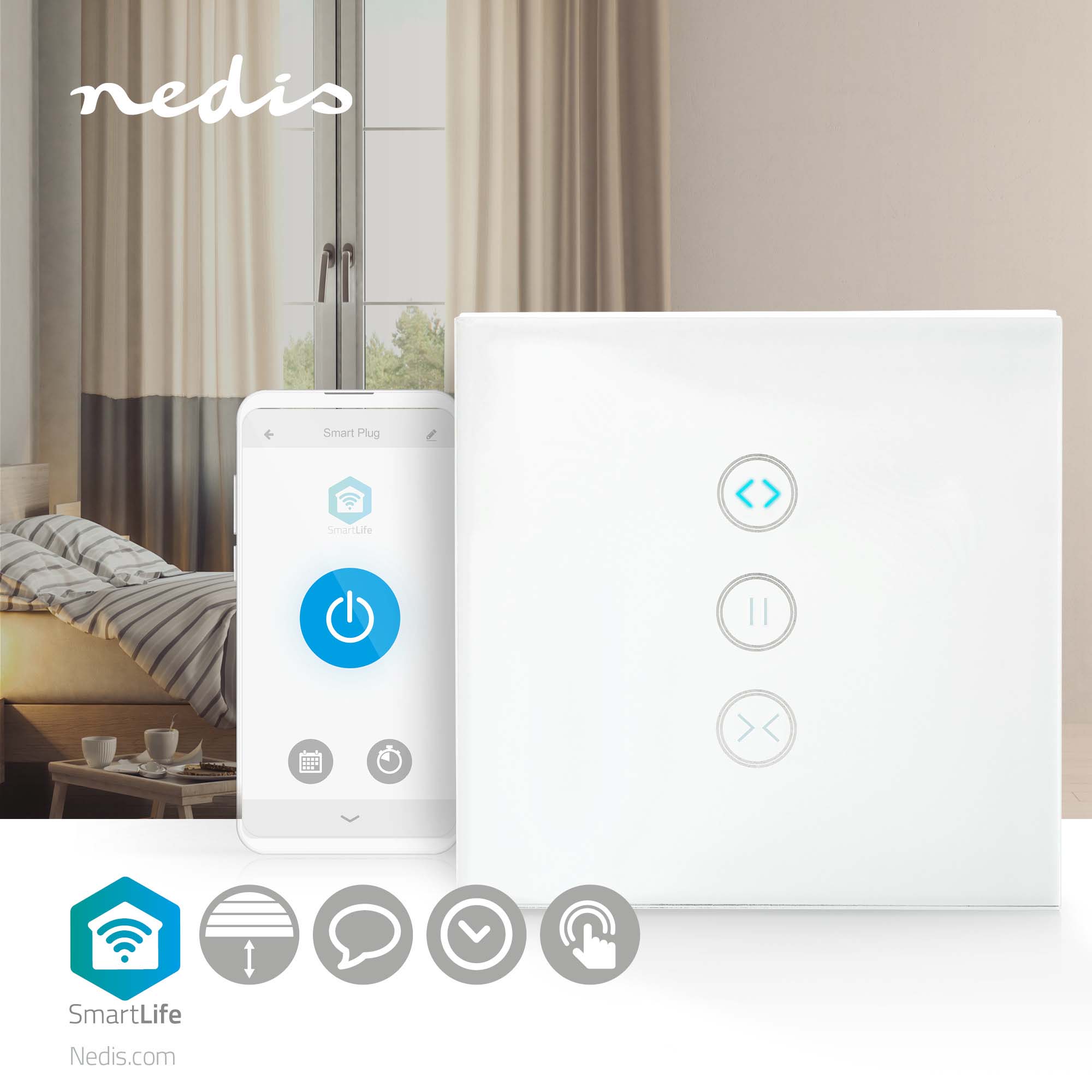 NEDIS Wandschalter SmartLife, Vohänge, Rolläden und Sonnenblenden, weiß NEDIS Wandschalter SmartLife, Vohänge, Rolläden und Sonnenblenden, weiß