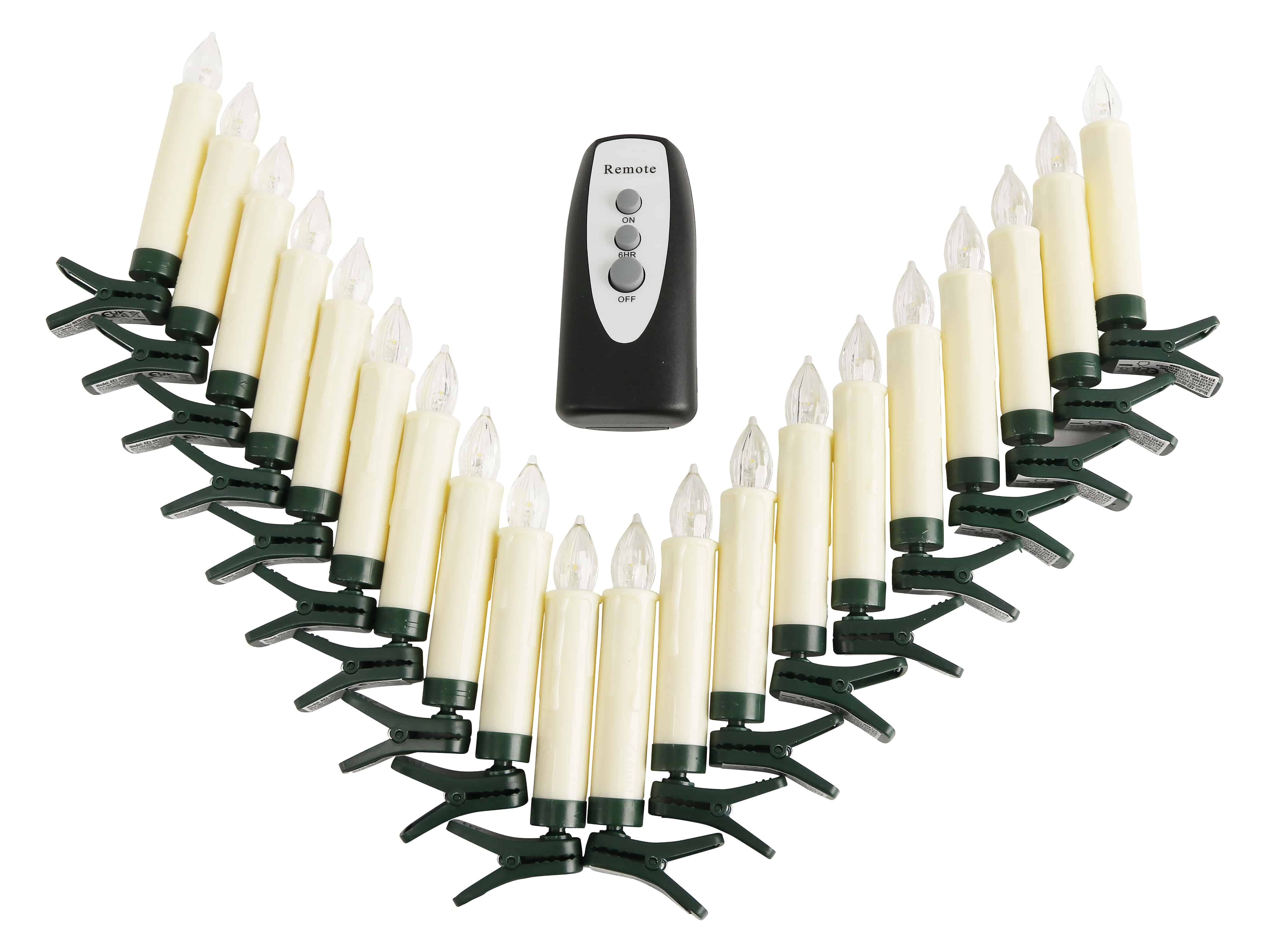 LED-Baumkerzen, 20er Set, kabellos mit FB, Timer LED-Baumkerzen, 20er Set mit FB, Timer