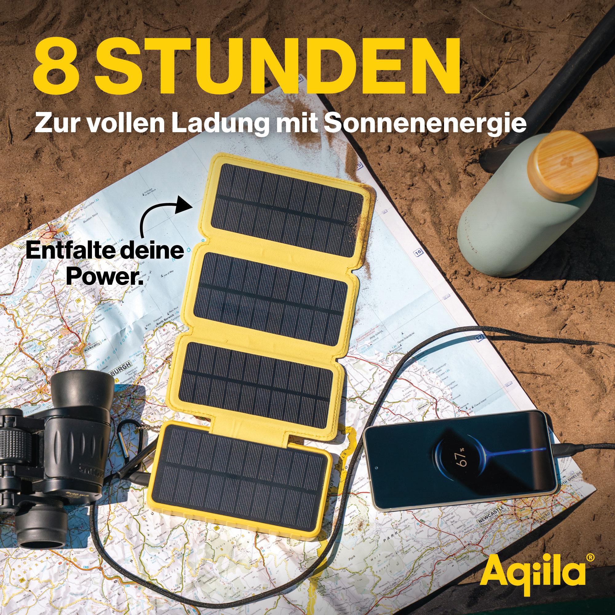 AQIILA Solar Powerbank Powerbird BS10, 20 W, 10.000mAh, USB-A, USB-C, gelb AQIILA Solar Powerbank Powerbird BS10, 20 W, 10.000mAh, USB-A, USB-C, gelb