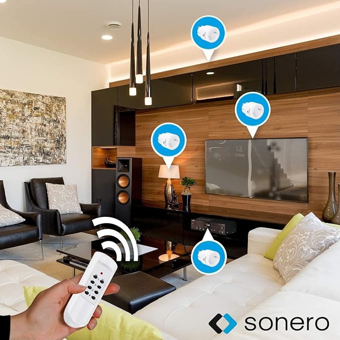 SONERO Funksteckdosen-Set S-RCS102, 1 Sender, 2 Empfänger, weiß SONERO Funksteckdosen-Set S-RCS102, 1 Sender, 2 Empfänger, weiß