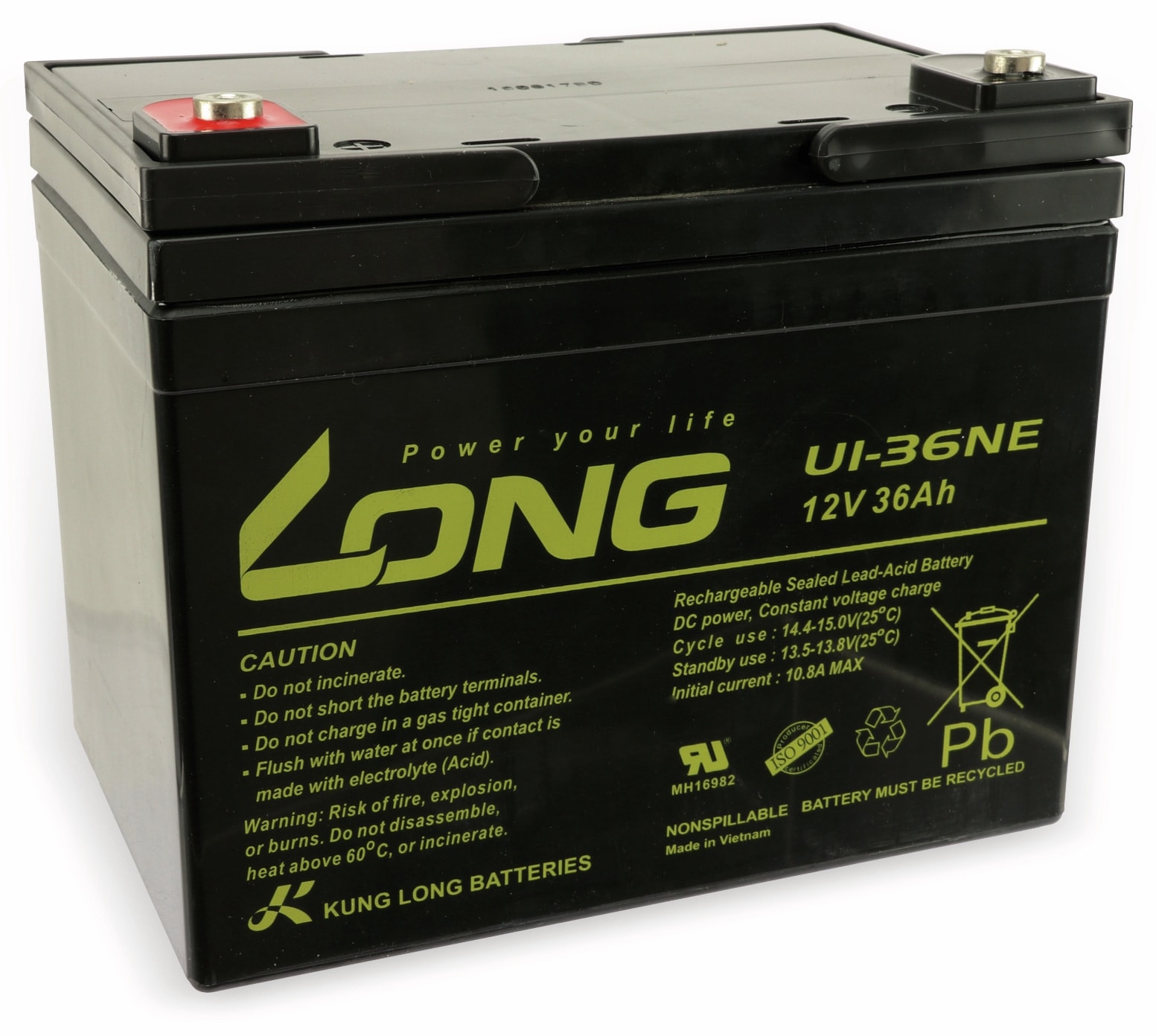 KUNG LONG Blei-Akkumulator U1-36NE, 12 V-/36 Ah, zyklenfest KUNG LONG Blei-Akkumulator U1-36NE, 12 V-/36 Ah, zyklenfest