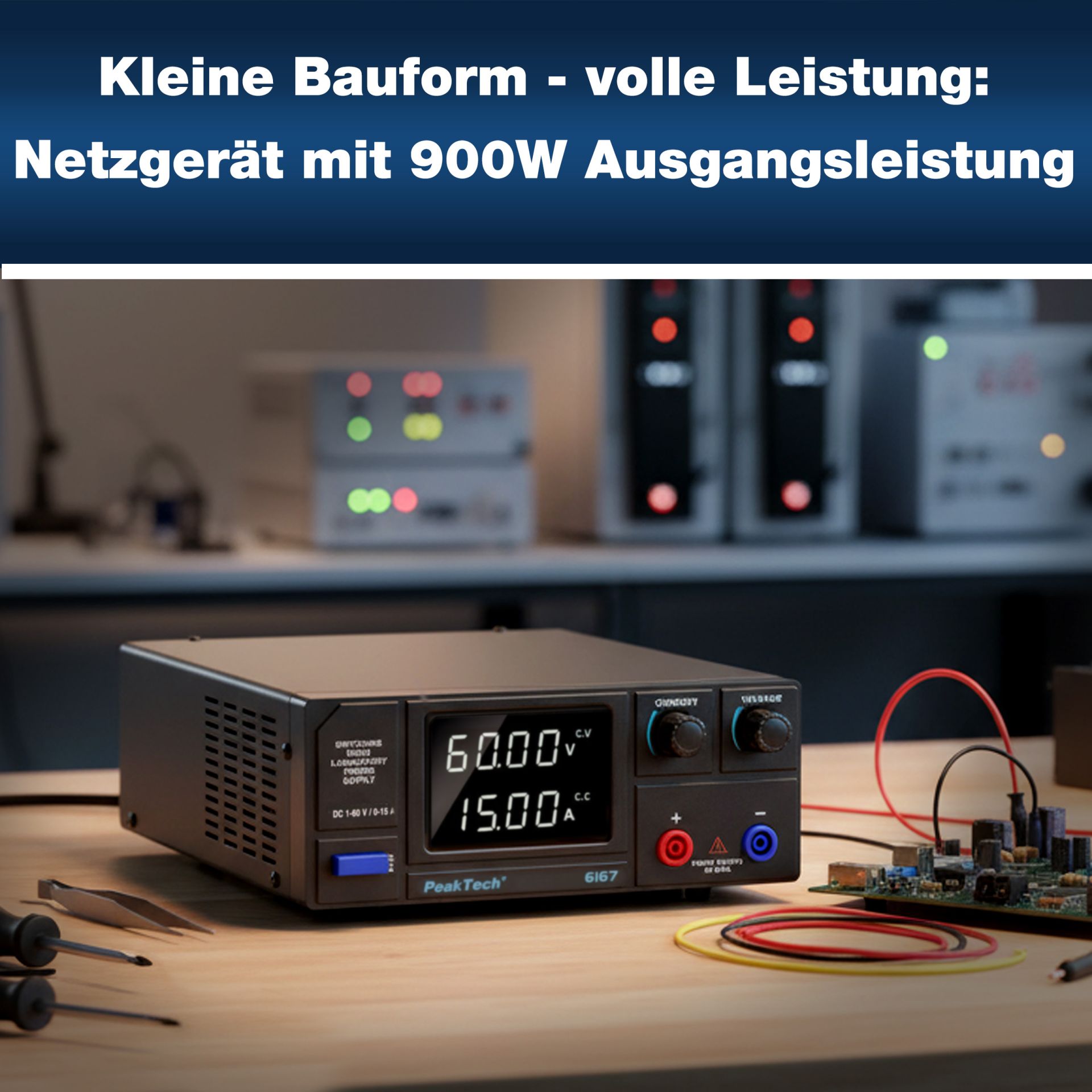 PEAKTECH Labornetzgerät P 6167, 1...60 V, 0...15 A, 900 W