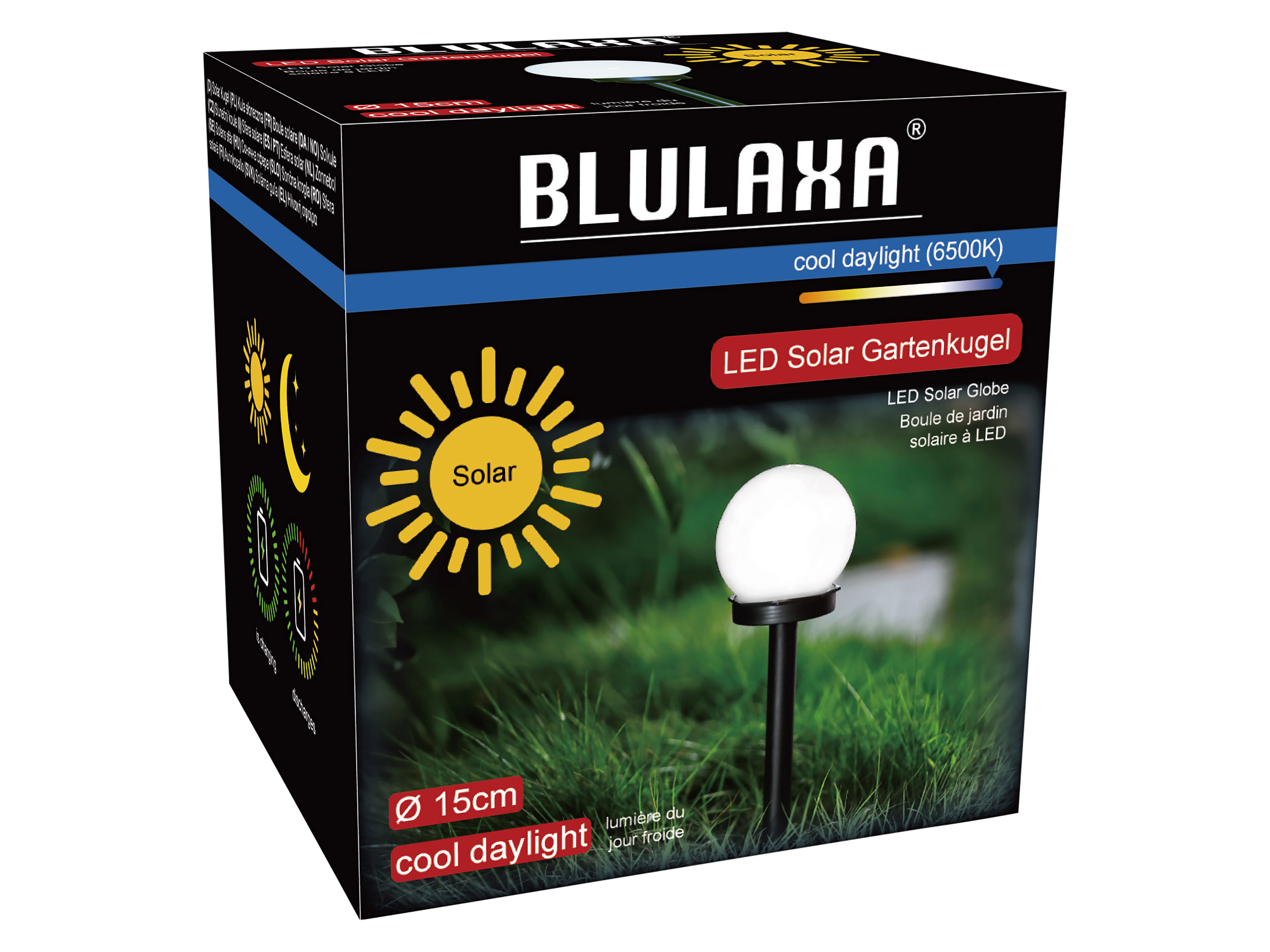 BLULAXA Solar LED-Gartenleuchte, Ø 15 cm, IP44, weiß BLULAXA Solar LED-Gartenleuchte, Ø 15 cm, IP44, weiß