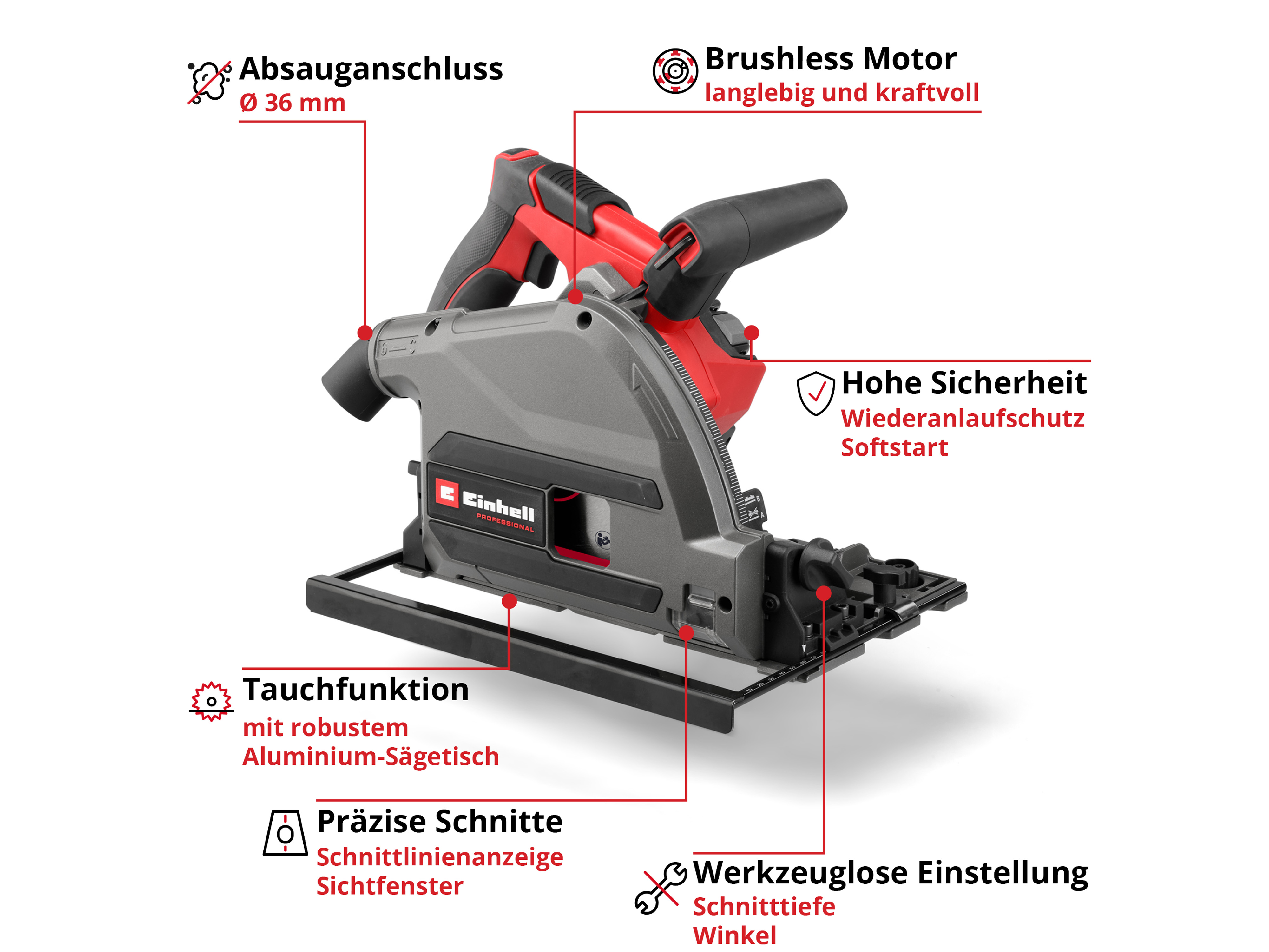 EINHELL PROFESSIONAL Akku-Tauchsäge TP-PS 18/165 Li BL, 4331400, Solo