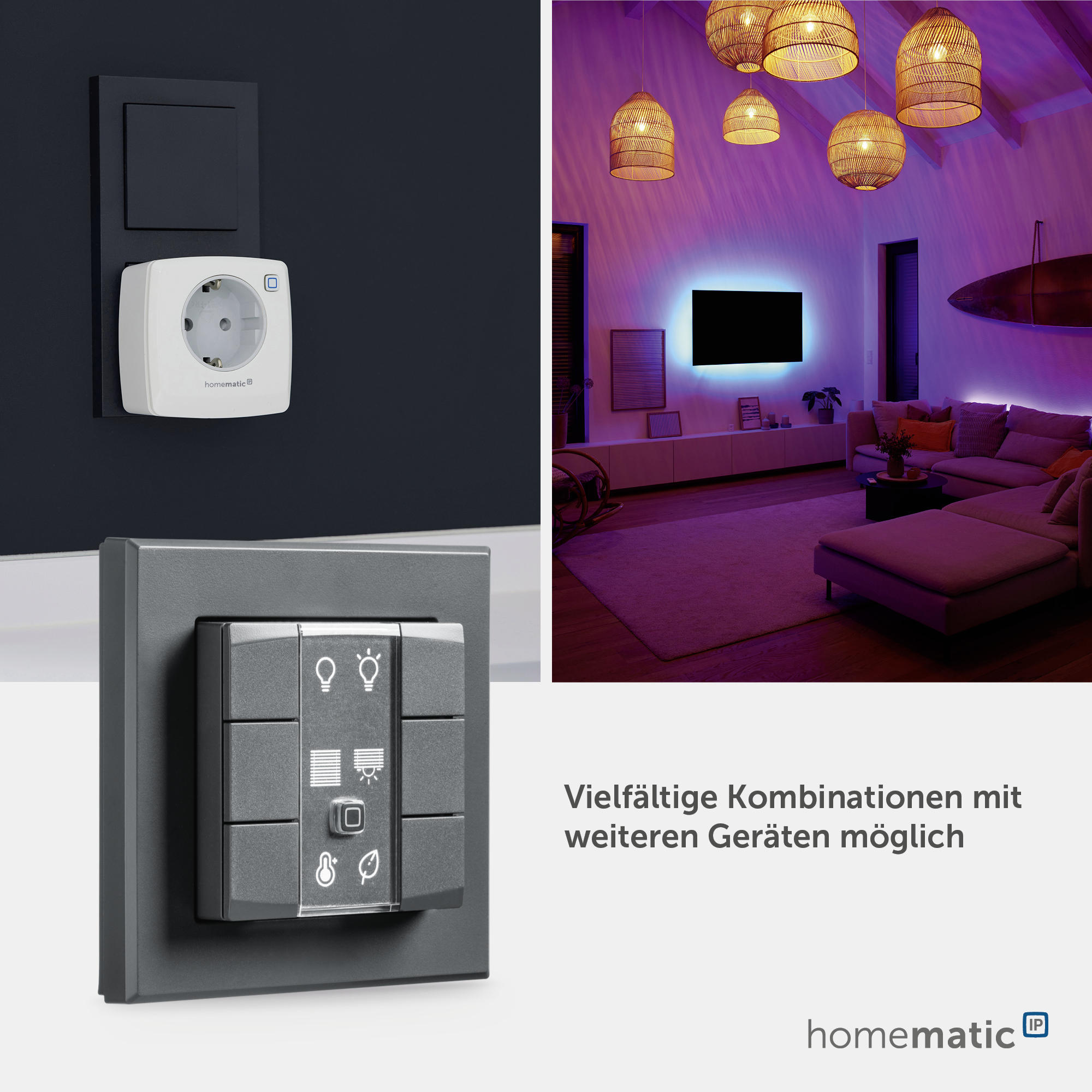 HOMEMATIC IP 159828A0, Wandtaster 6-fach, anthrazit HOMEMATIC IP 159828A0, Wandtaster 6-fach, anthrazit