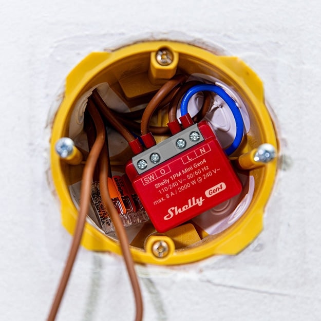 SHELLY Relais 1PM Mini Gen4, 8 A, WLAN, Bluetooth, rot SHELLY Relais 1PM Mini Gen4, 8 A, WLAN, Bluetooth, rot