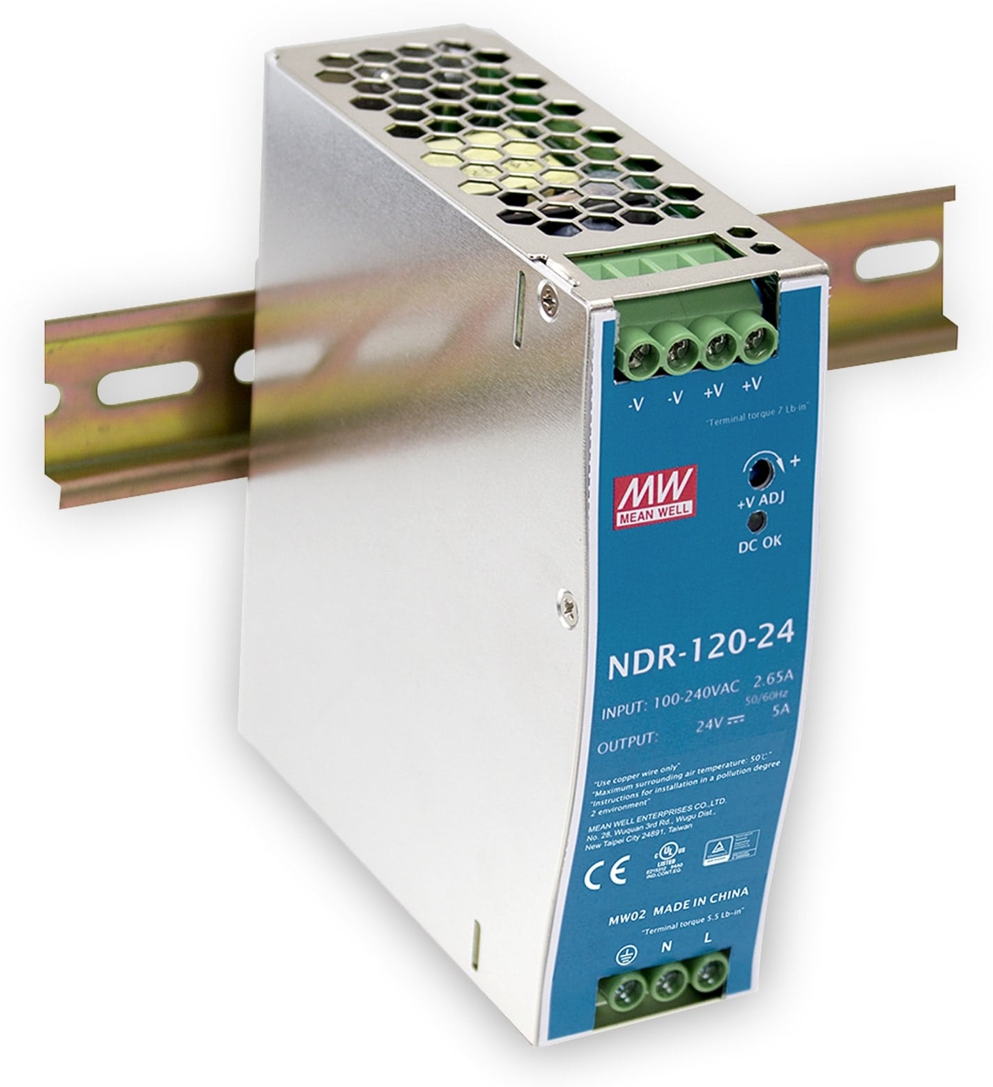 MEAN WELL Schaltnetzteil NDR-120-24, 24 V-/5 A MEAN WELL Schaltnetzteil NDR-120-24, 24 V-/5 A