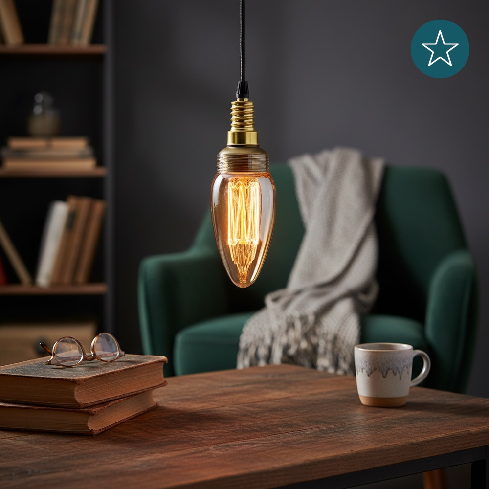 LUXULA LED-Filament-Lampe,, Vintage Kerze, E14, 2,3W, 65lm, 1800K LUXULA LED-Filament-Lampe,, Vintage Kerze, E14, 2,3W, 65lm, 1800K