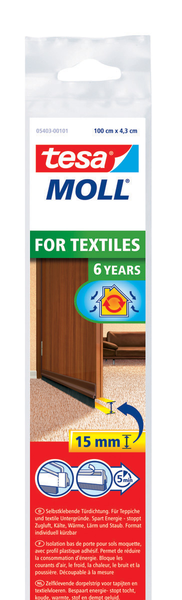 TESA tesamoll® STANDARD Türdichtschiene für Textilböden, 43 mm x 1 m, braun TESA tesamoll® STANDARD Türdichtschiene für Textilböden, 43 mm x 1 m, braun