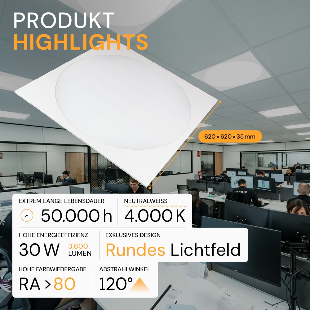 ENOVALITE LED-Panel, 30W, 4000K, EEK: E, 3600lm, IP20, runde Leuchtfläche, weiß ENOVALITE LED-Panel, 30W, 4000K, EEK: E, 3600lm, IP20, runde Leuchtfläche, weiß