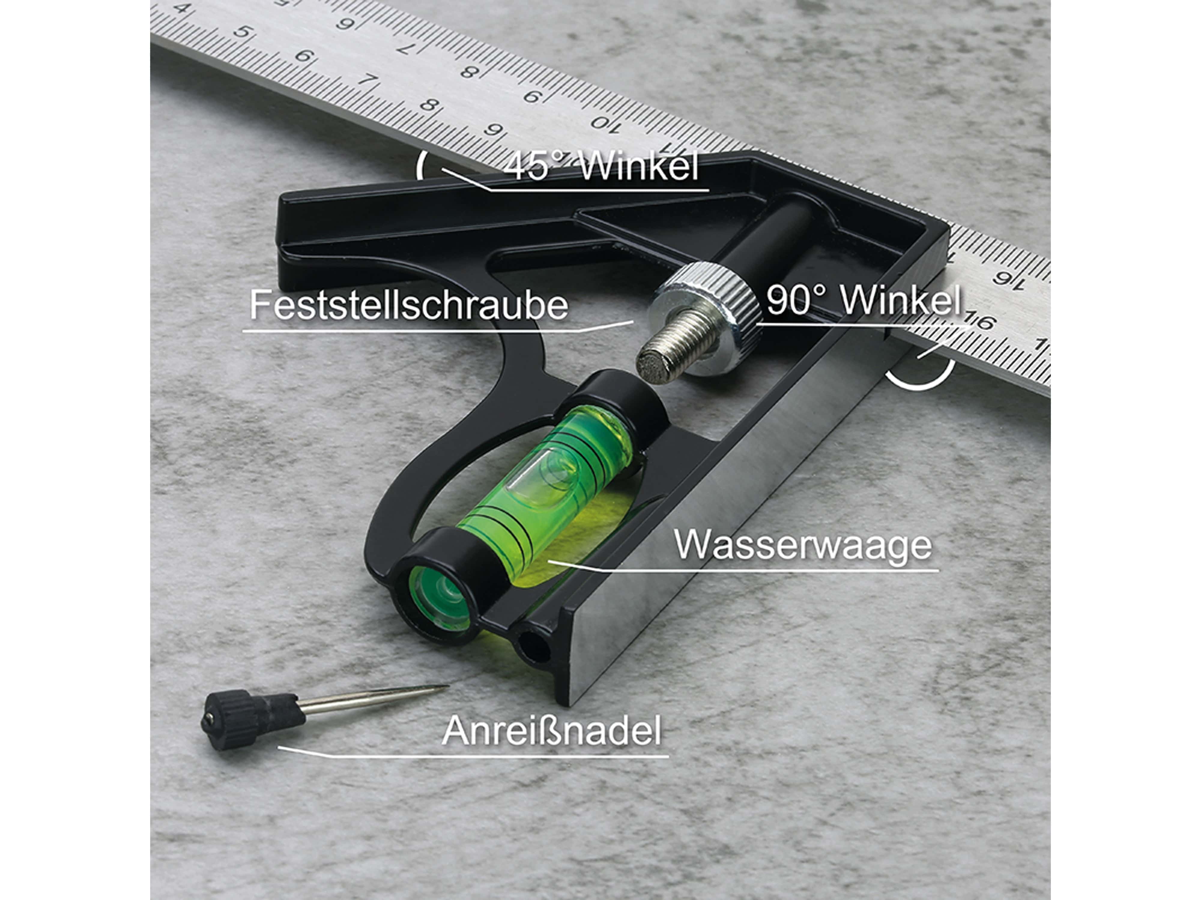 SINTRON Tools Kombinationswinkel 30 cm, 207908 SINTRON Tools Kombinationswinkel 30 cm, 207908