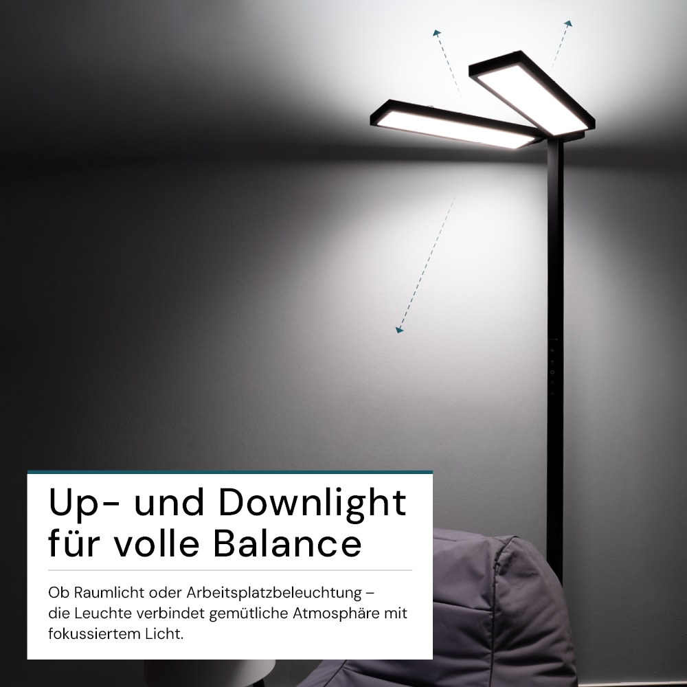 LUXULA LED-Büro-Stehleuchte, Up/Down, 120W, 4000K, EEK: F, 8500lm, IP20, dimmbar, schwarz LUXULA LED-Büro-Stehleuchte, Up/Down, 120W, 4000K, EEK: F, 8500lm, IP20, dimmbar, schwarz