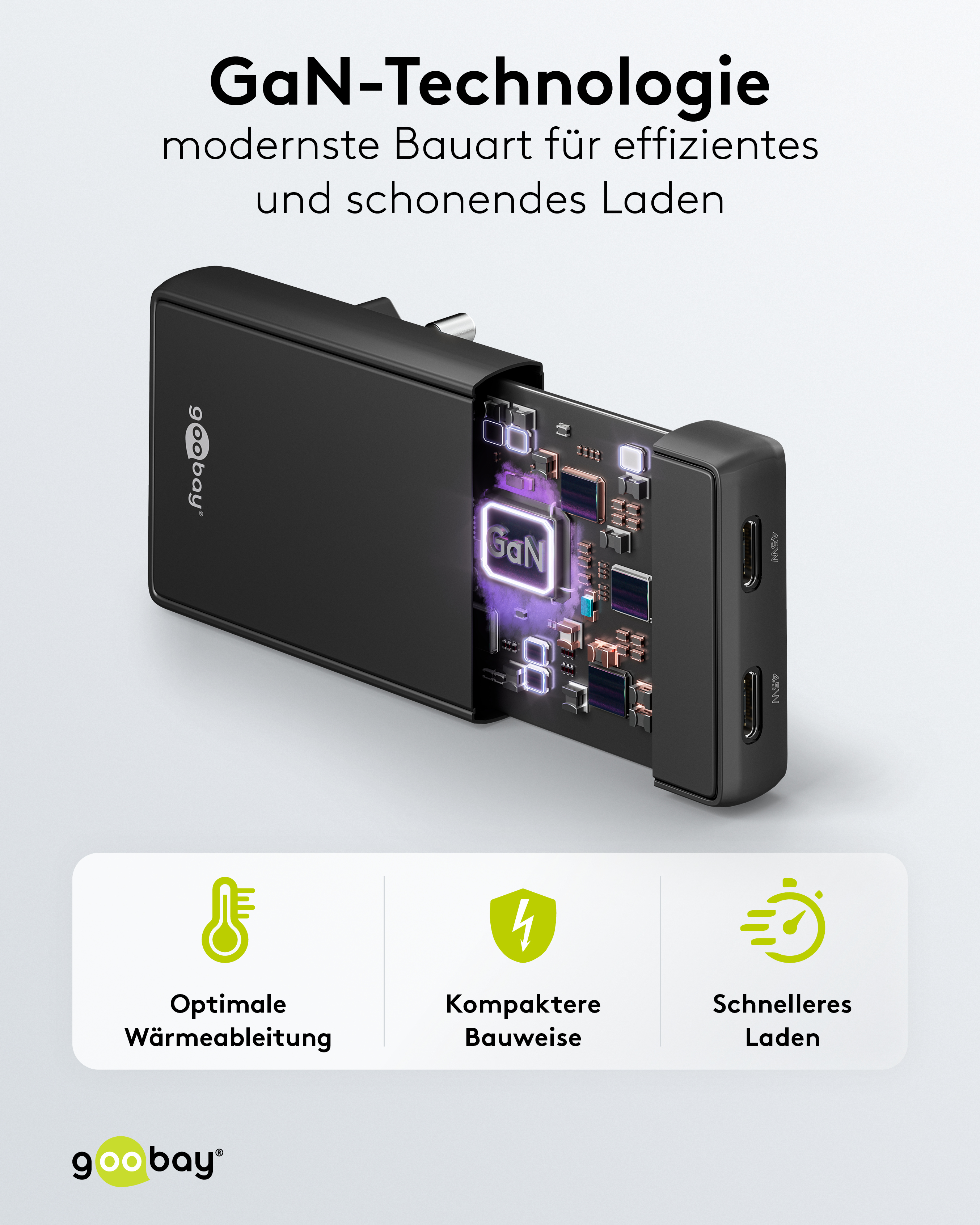 GOOBAY Dual-Schnelladegeräte, 45W, 2x USB-C, 90° abgewickelt, flach, schwarz GOOBAY Dual-Schnelladegeräte, 45W, 2x USB-C, 90° abgewickelt, flach, schwarz