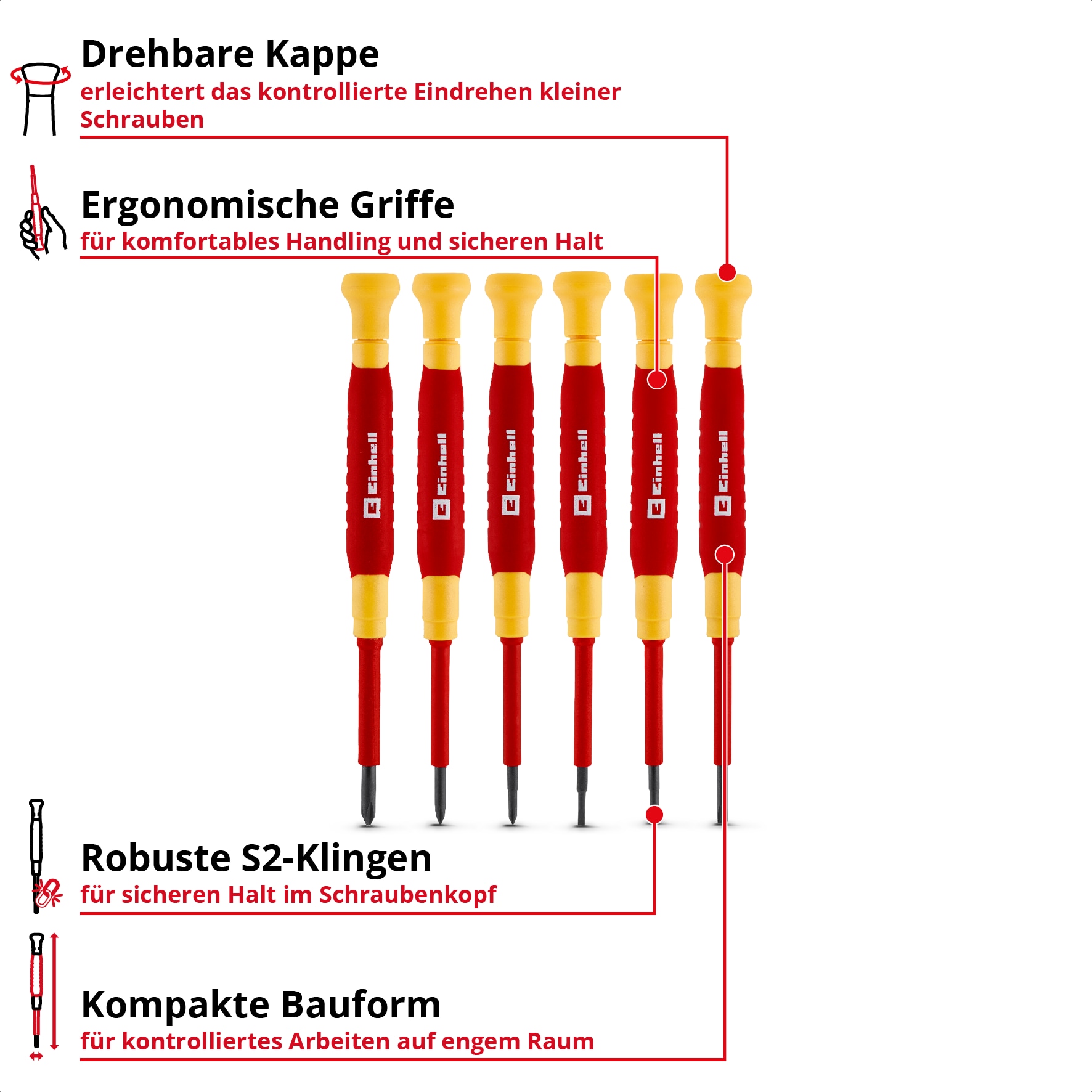 EINHELL Feinmechanik-Schraubendreher-Set VDE, 370542, 6-teilig EINHELL Feinmechanik-Schraubendreher-Set VDE, 370542, 6-teilig