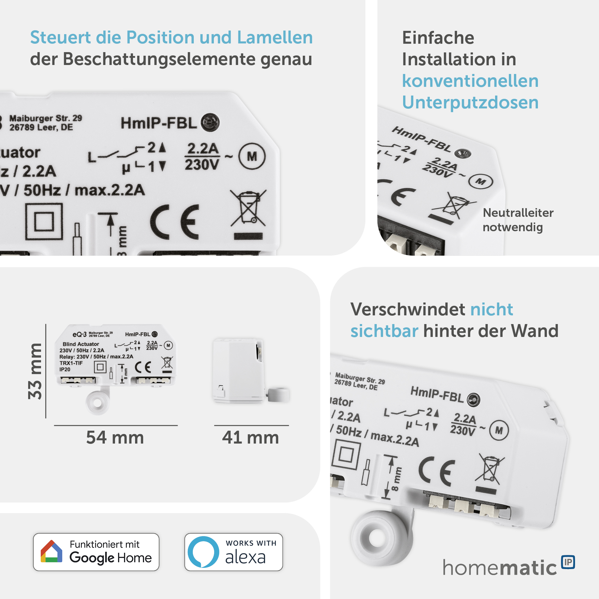 HOMEMATIC IP Smart Home 151398A0, Jalousieaktor, Unterputz HOMEMATIC IP Smart Home 151398A0, Jalousieaktor, Unterputz
