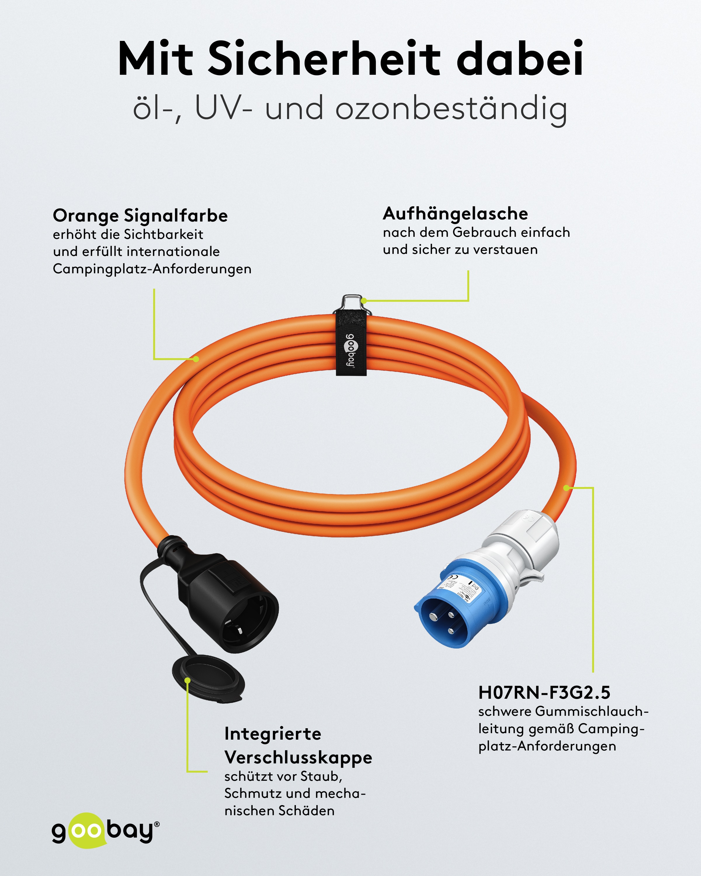GOOBAY CEE-Adapterkabel 76223, 1,5 m, Stecker zu Schutzkontakt Kupplung GOOBAY CEE-Adapterkabel 76223, 1,5 m, Stecker zu Schutzkontakt Kupplung