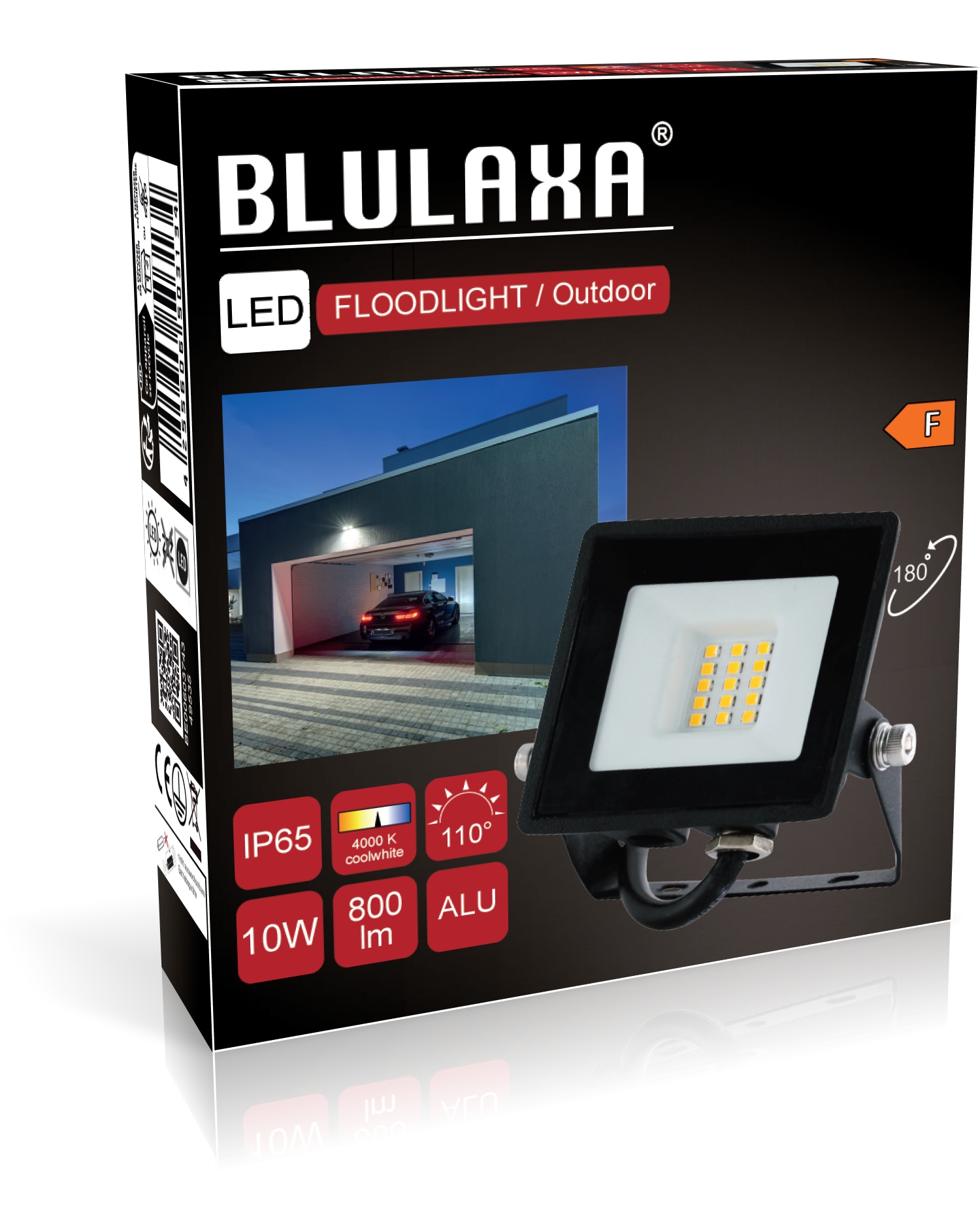 BLULAXA LED-Fluter, EEK: F, 10W, 800lm, 4000K, schwarz BLULAXA LED-Fluter, EEK: F, 10W, 800lm, 4000K, schwarz