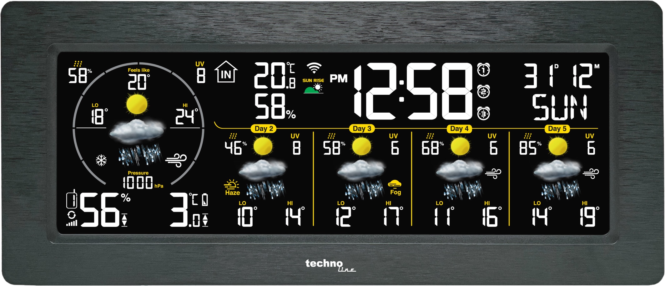 TECHNOLINE WLAN-Wetterstation WD3050, schwarz