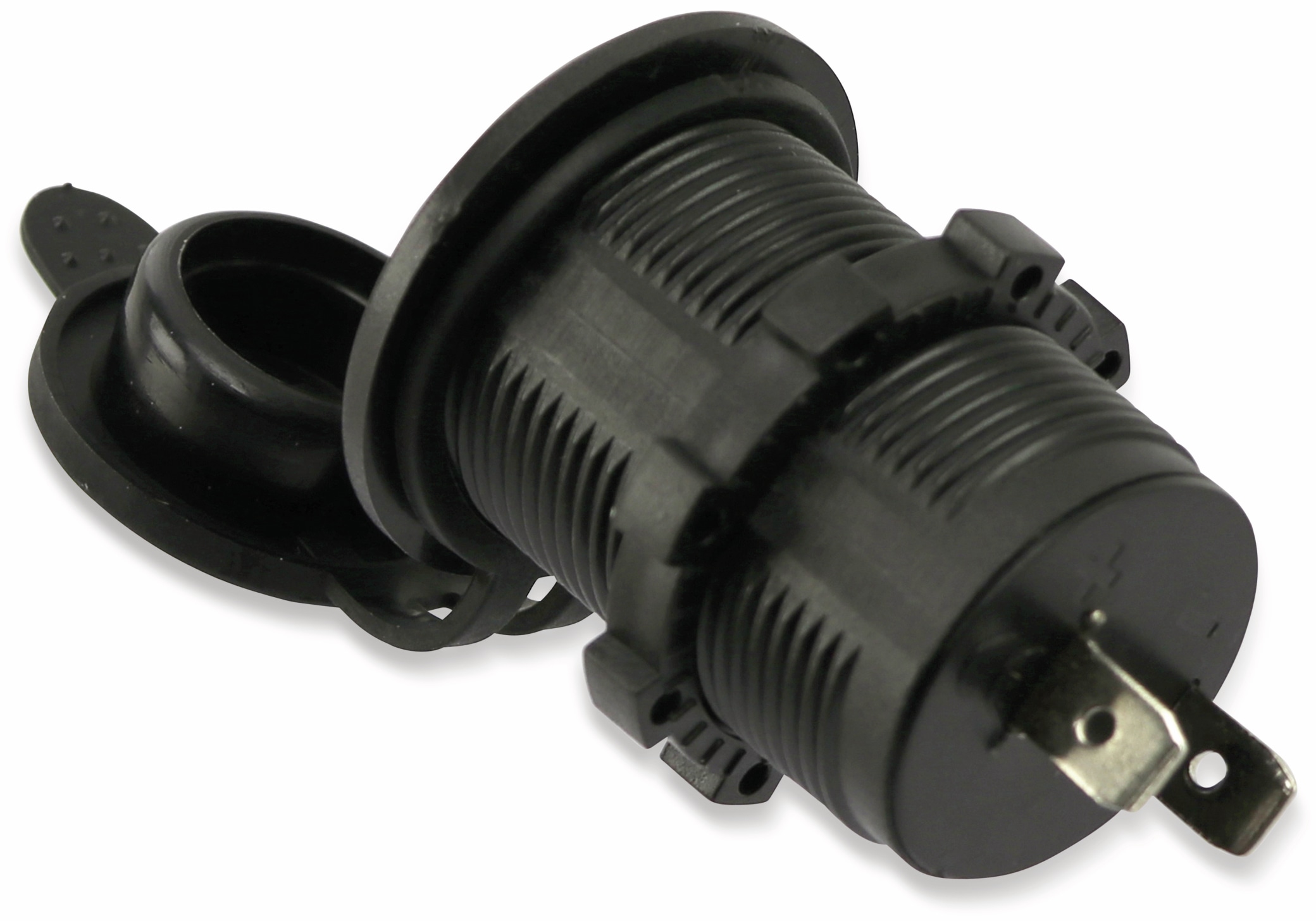 KFZ-Zigarettenanzünder Einbausteckdose, 12V/24V, 120W mit Gummideckel/Frontplatte KFZ-Zigarettenanzünder Einbausteckdose, 12V/24V, 120W mit Gummideckel/Frontplatte