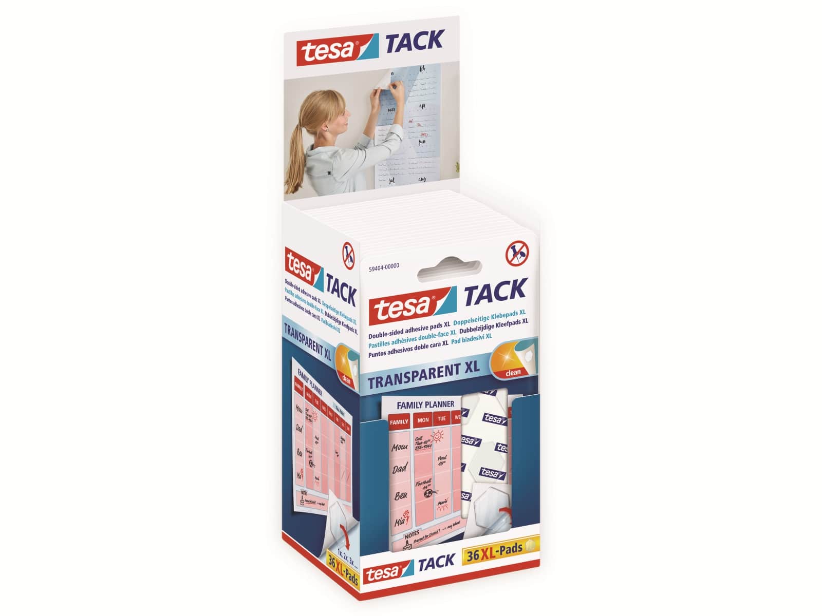 TESA Tack® Doppelseitige Klebepads XL, 36 Stück, 59404-00000-00 TESA Tack® Doppelseitige Klebepads XL, 36 Stück, 59404-00000-00