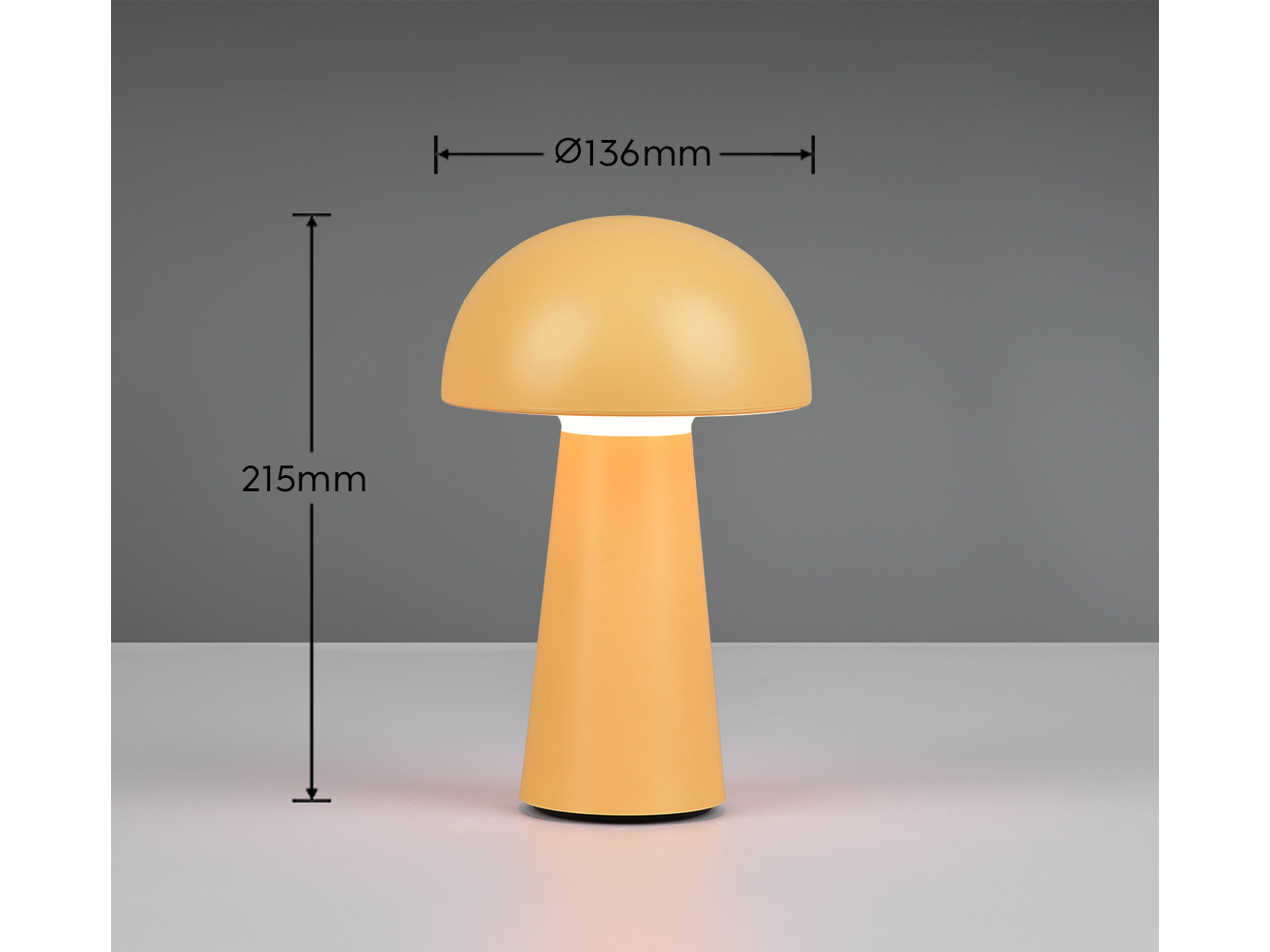 REALITY LED-Akku-Tischleuchte Lennon R52176183 gelb, IP 44, 2 W, 180 lm, 3000 K REALITY LED-Akku-Tischleuchte Lennon R52176183 gelb, IP 44, 2 W, 180 lm, 3000 K