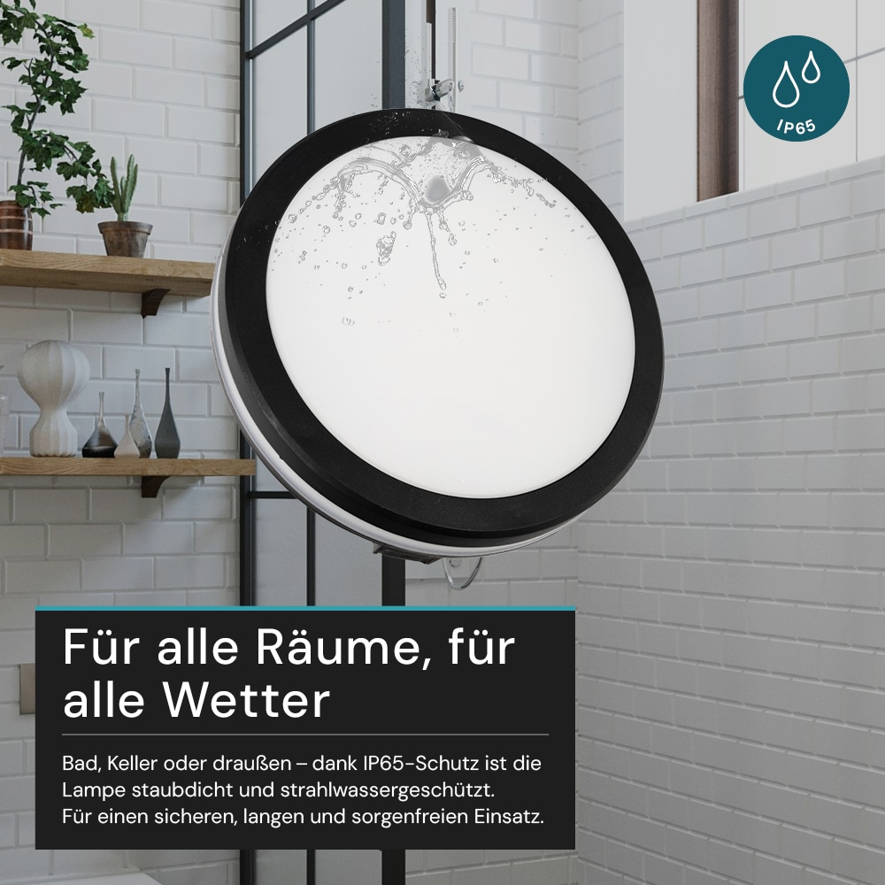 LUXULA LED-Deckenleuchte, 30W, EEK: F, 3000lm, CCT, IP65, schwarz/weiß LUXULA LED-Deckenleuchte, 30W, EEK: F, 3000lm, CCT, IP65, schwarz/weiß