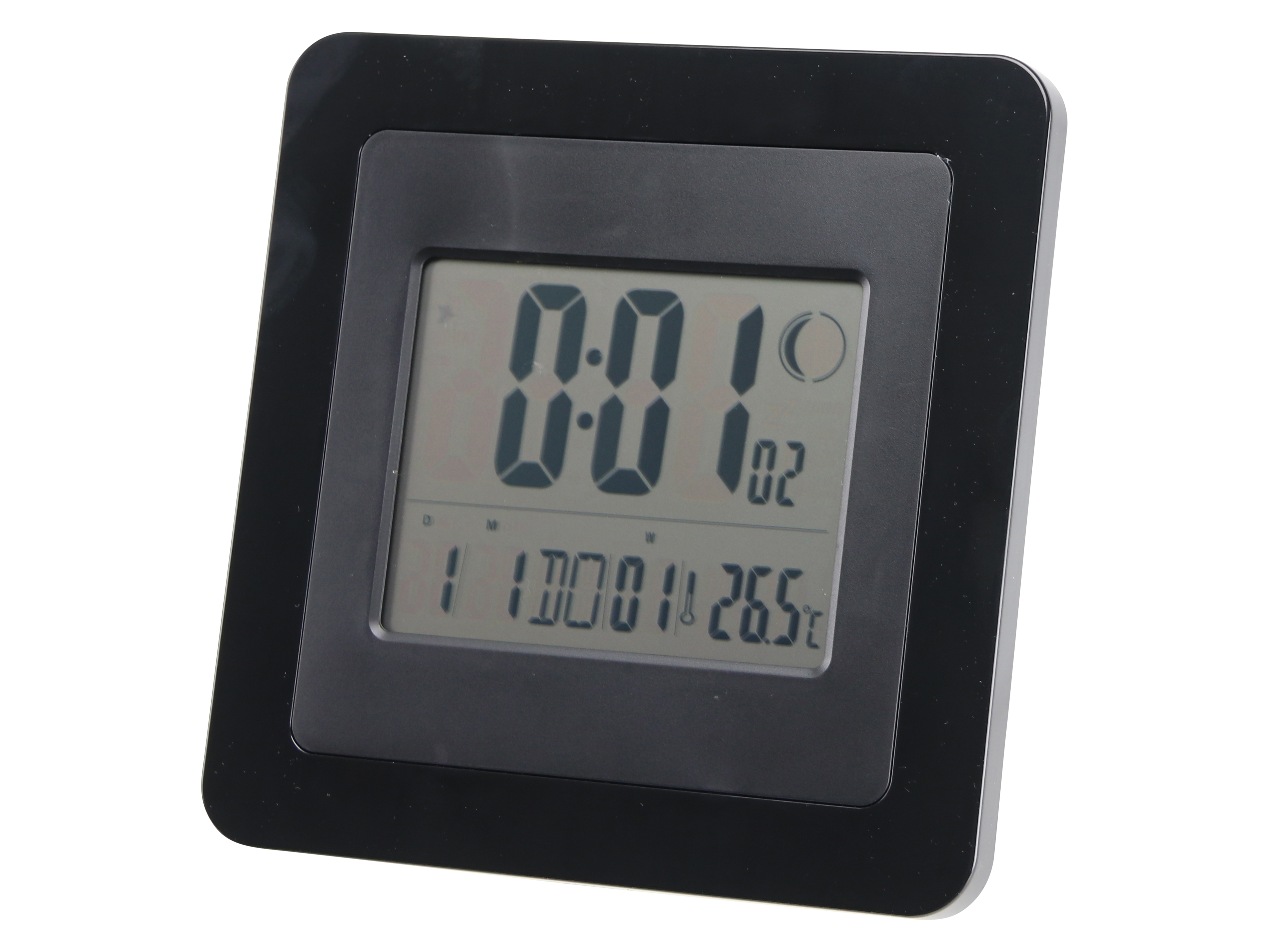 Digitale Funkuhr, Datumsanzeige, Wecker, Temperaturanzeige, groß, Schwarz Digitale Funkuhr, Datumsanzeige, Wecker, Temperaturanzeige, groß, Schwarz