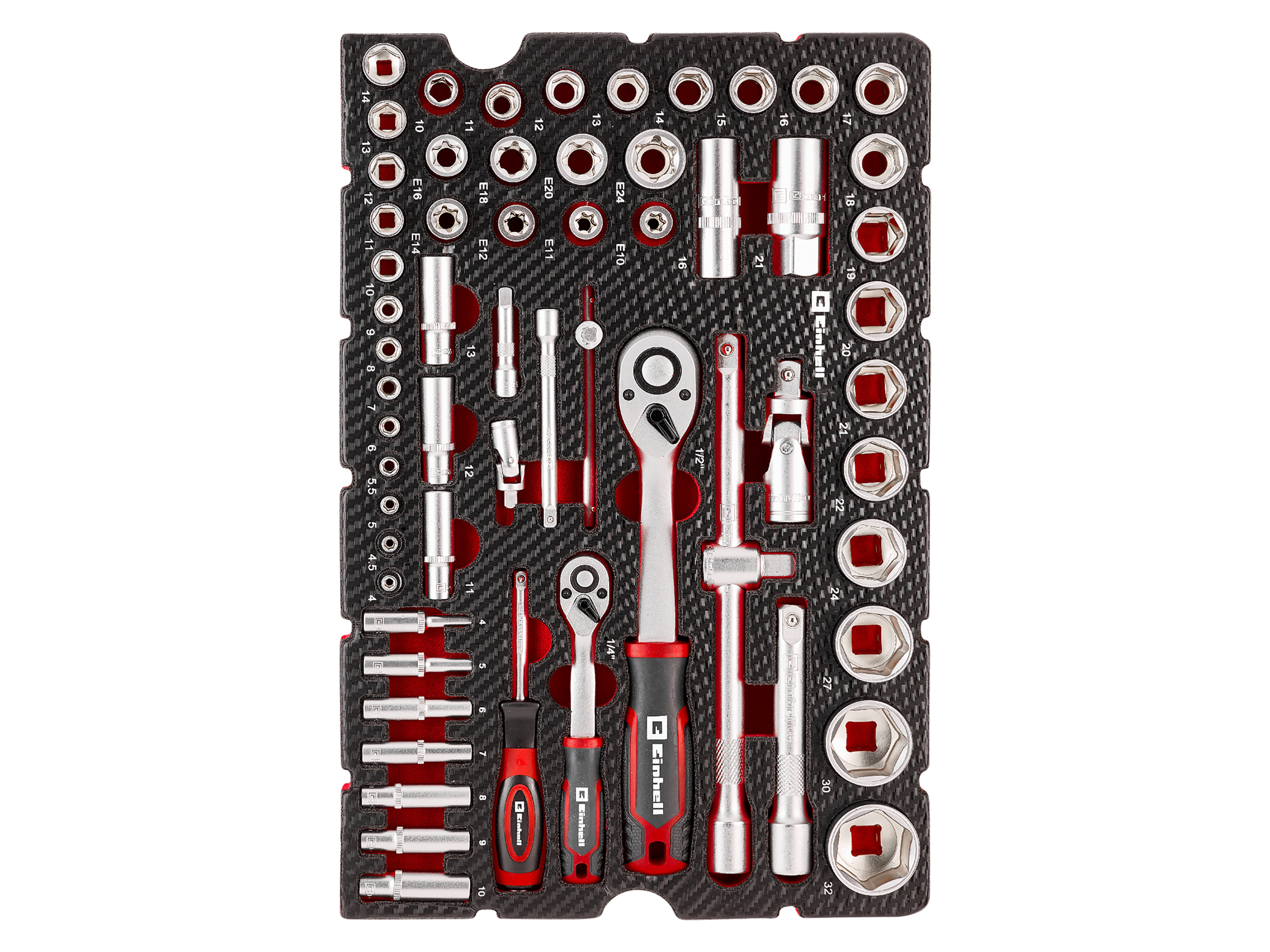 EINHELL E-Case-Einleger Stecknüsse und Ratschen, 370520, 60-teilig EINHELL E-Case-Einleger Stecknüsse und Ratschen, 370520, 60-teilig