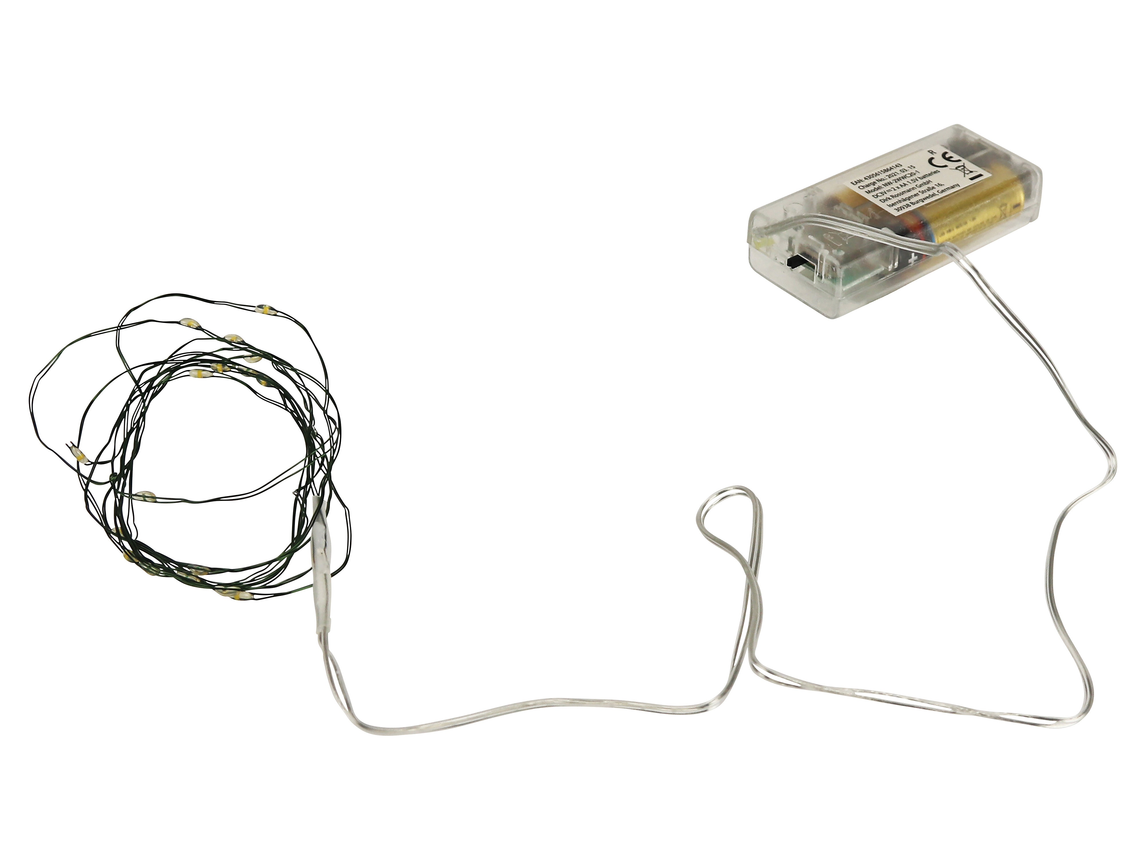 Micro-LED-Lichterkette, Dunkelgrün, 3V, warmweiß, 2,40m Micro-LED-Lichterkette, Dunkelgrün, 3V, warmweiß, 2,40m