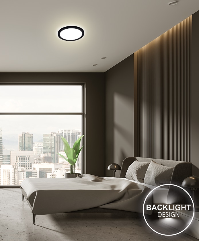 BLULAXA LED-Deckenleuchte, 12W, 3000K, 1200lm, warmweiß, IP20, schwarz BLULAXA LED-Deckenleuchte, 12W, 3000K, 1200lm, warmweiß, IP20, schwarz