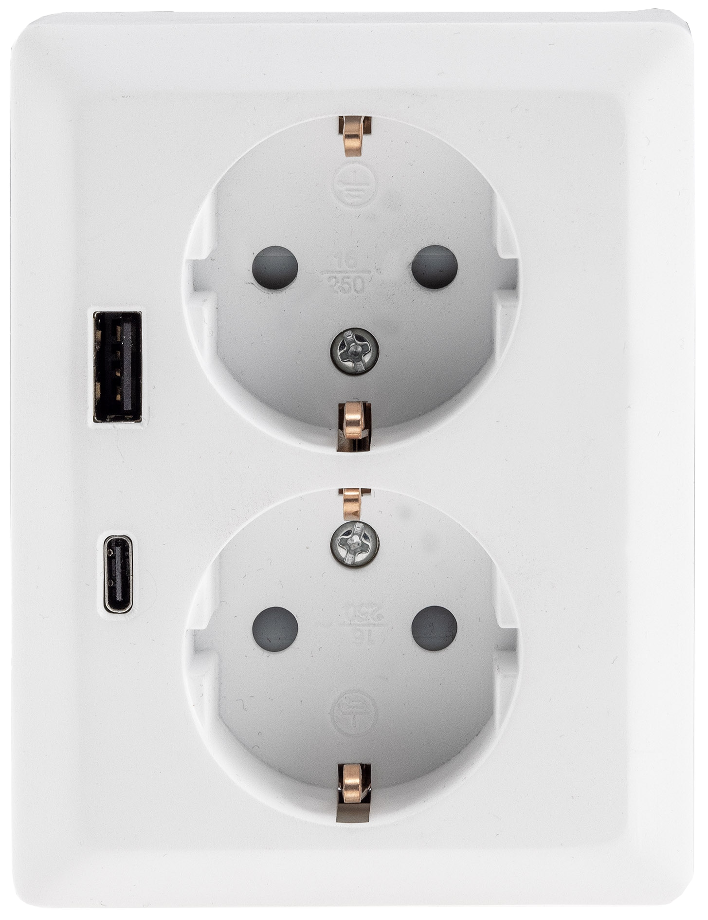 MILOS Schutzkontakt-Steckdose 23719, 2-fach, 2in1, USB-A+C/PD, 16A/250V, weiß MILOS Schutzkontakt-Steckdose 23719, 2-fach, 2in1, USB-A+C/PD, 16A/250V, weiß