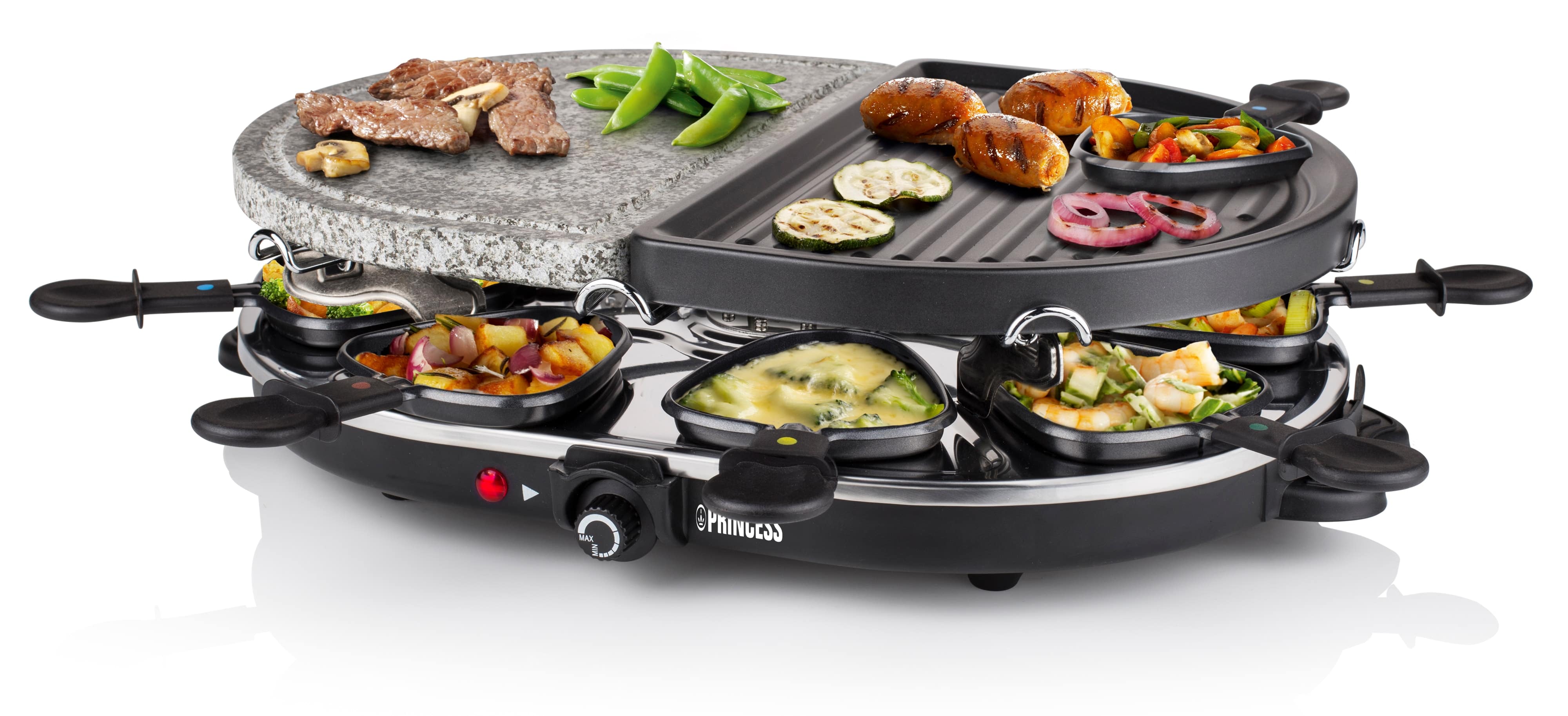 PRINCESS Raclette 8 Oval Stone u. Grill, 1200 W, 8 Personen, 43x30 cm PRINCESS Raclette 8 Oval Stone u. Grill, 1200 W, 8 Personen, 43x30 cm