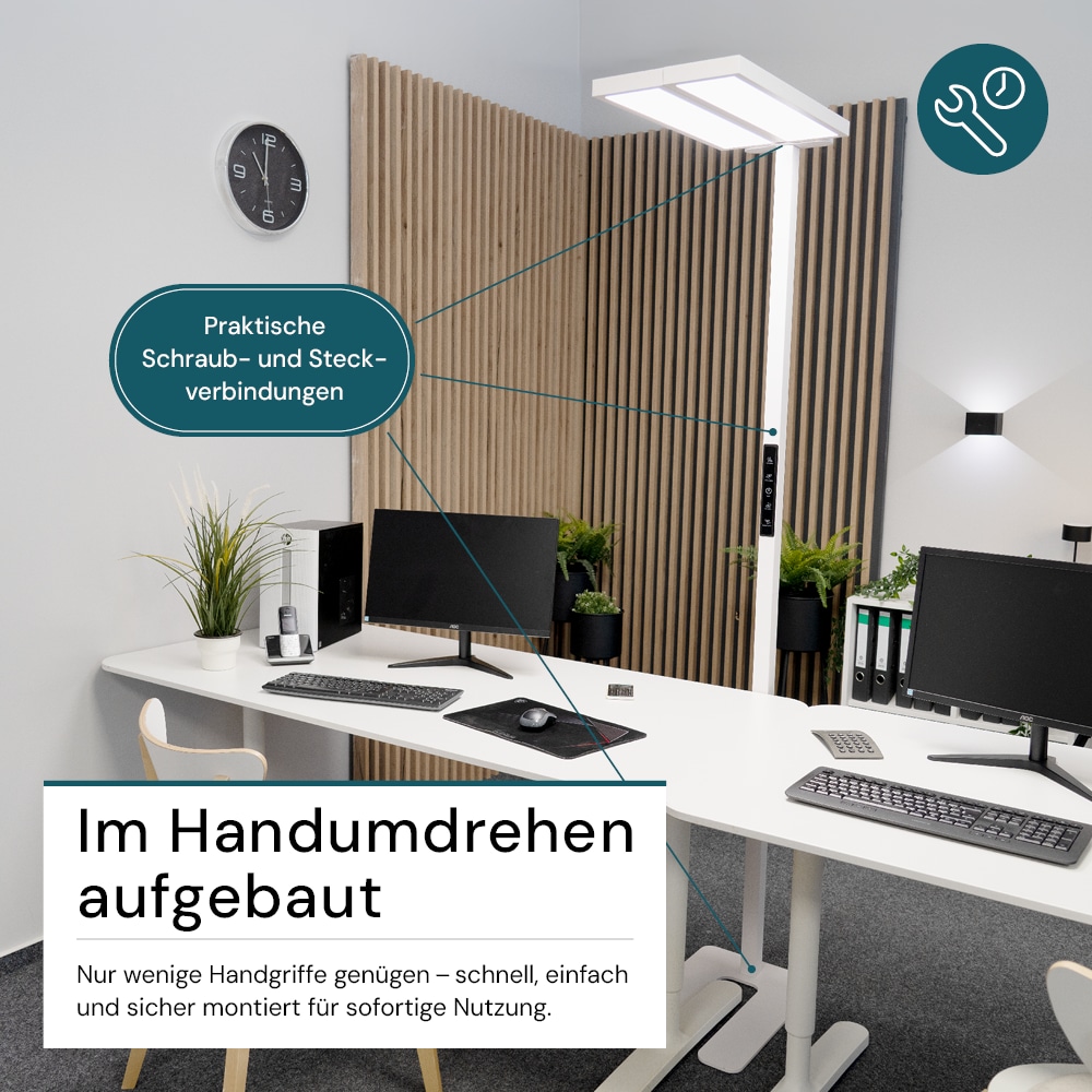 LUXULA LED-Büro-Stehleuchte, Up/Down, 120W, 4000K, EEK: F, 8500lm, IP20, dimmbar, weiß LUXULA LED-Büro-Stehleuchte, Up/Down, 120W, 4000K, EEK: F, 8500lm, IP20, dimmbar, weiß