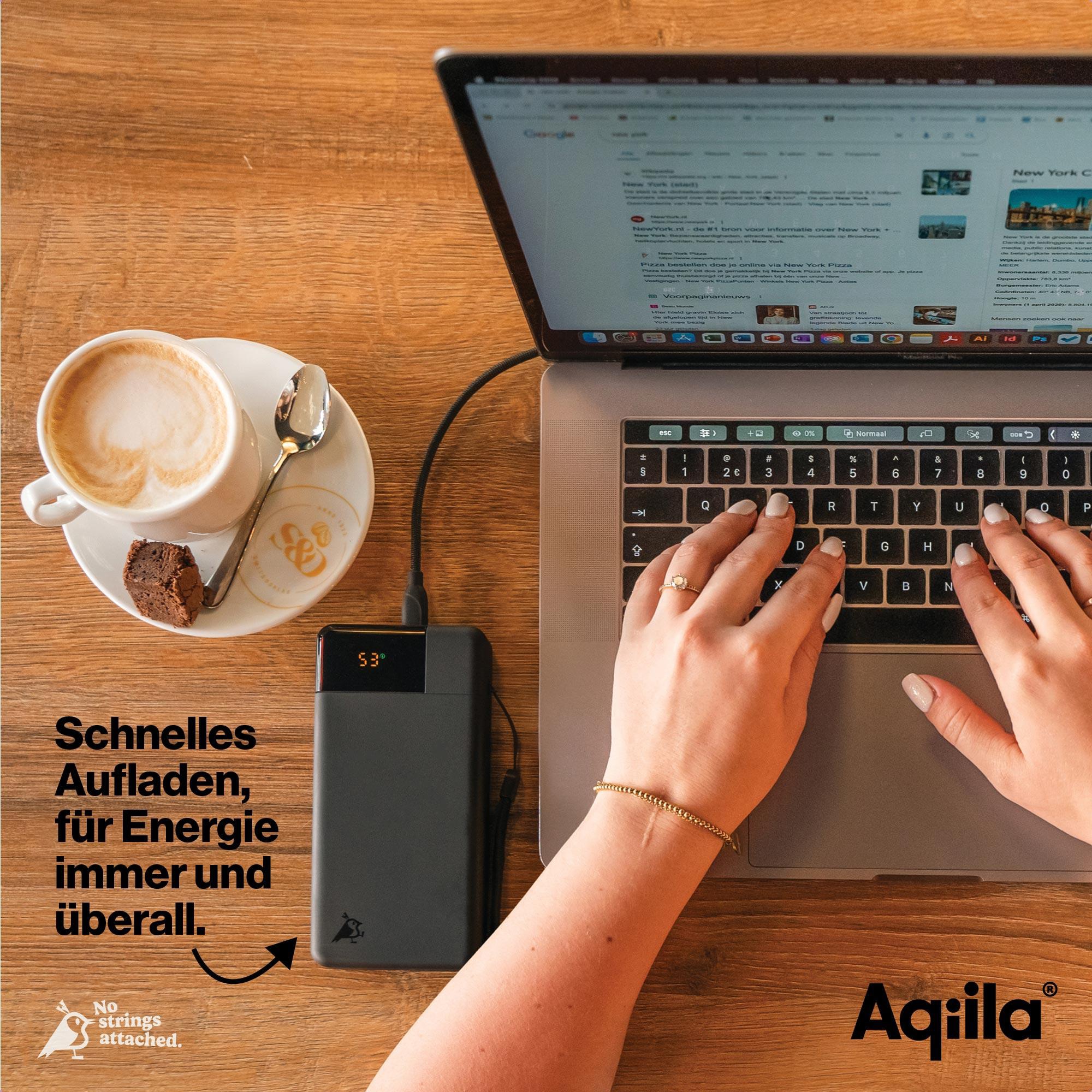 AQIILA Powerbank Powerbird B20+, 65 W, 20.000mAh, 1x USB-A, 2x USB-C, schwarz AQIILA Powerbank Powerbird B20+, 65 W, 20.000mAh, 1x USB-A, 2x USB-C, schwarz
