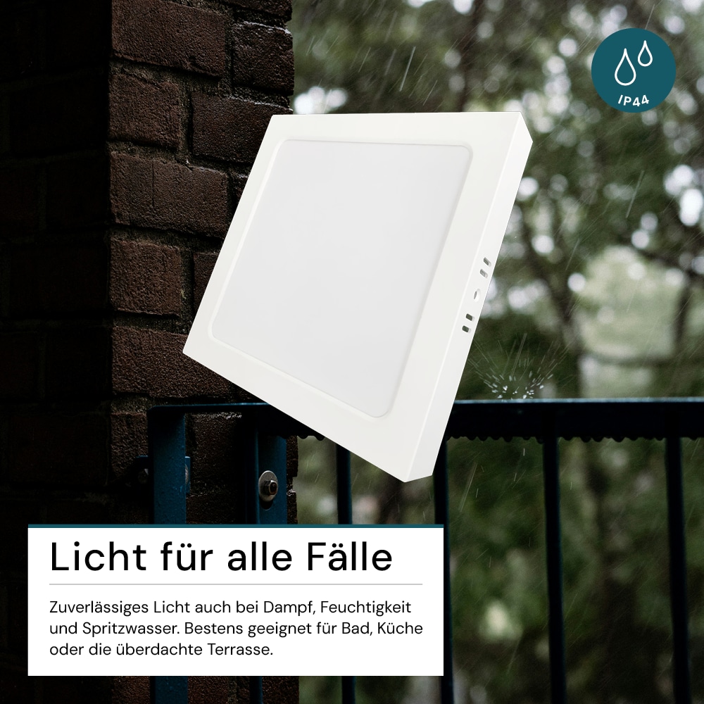 LUXULA LED-Deckenleuchte, 24W, EEK: F, 2400lm, CCT, IP44, quadrat, weiß