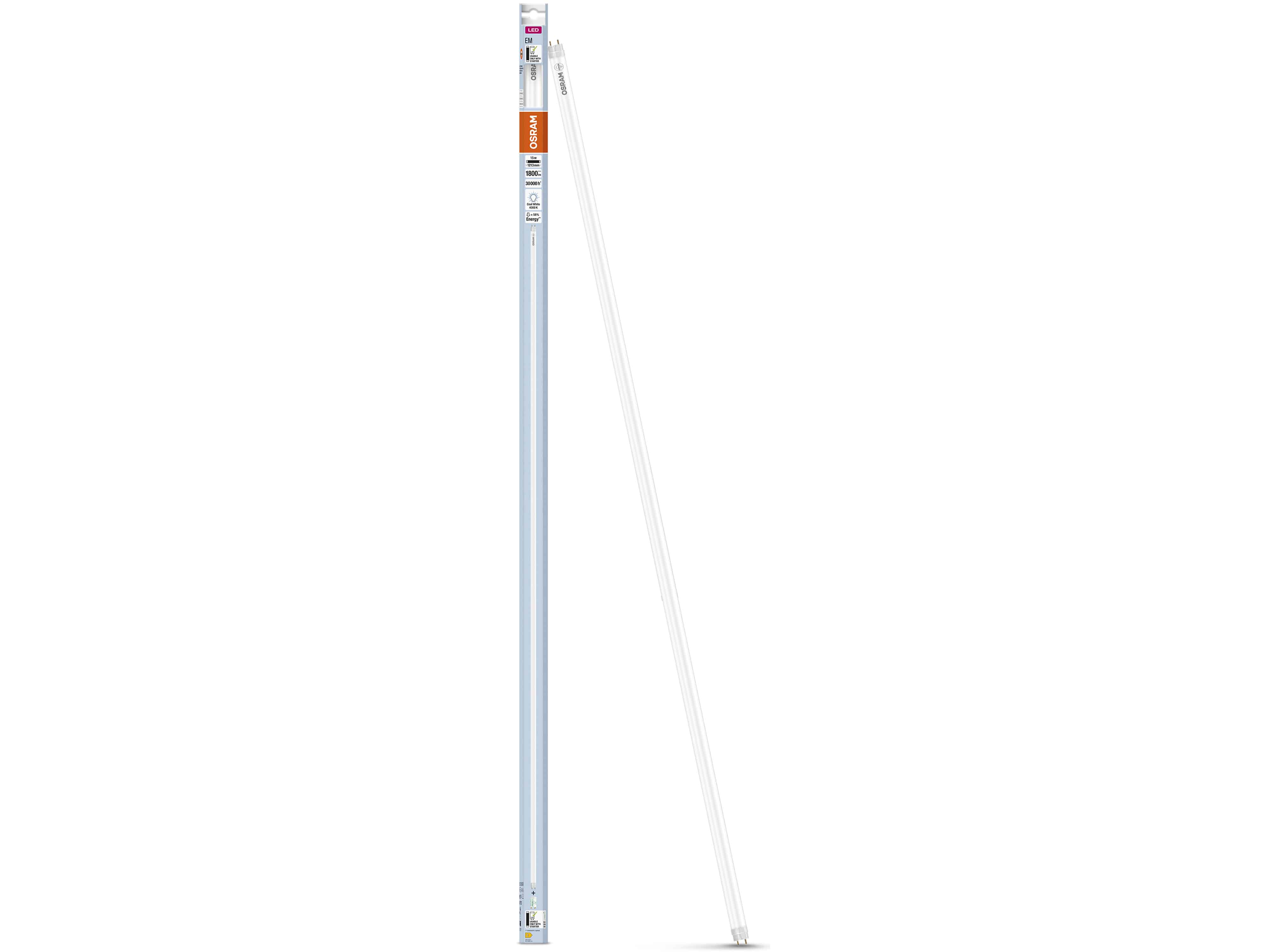 OSRAM LED-Röhre, T8, 1200mm, G13, EEK: E, 15W, 1800lm, 4000K, PC OSRAM LED-Röhre, T8, 1200mm, G13, EEK: E, 15W, 1800lm, 4000K, PC