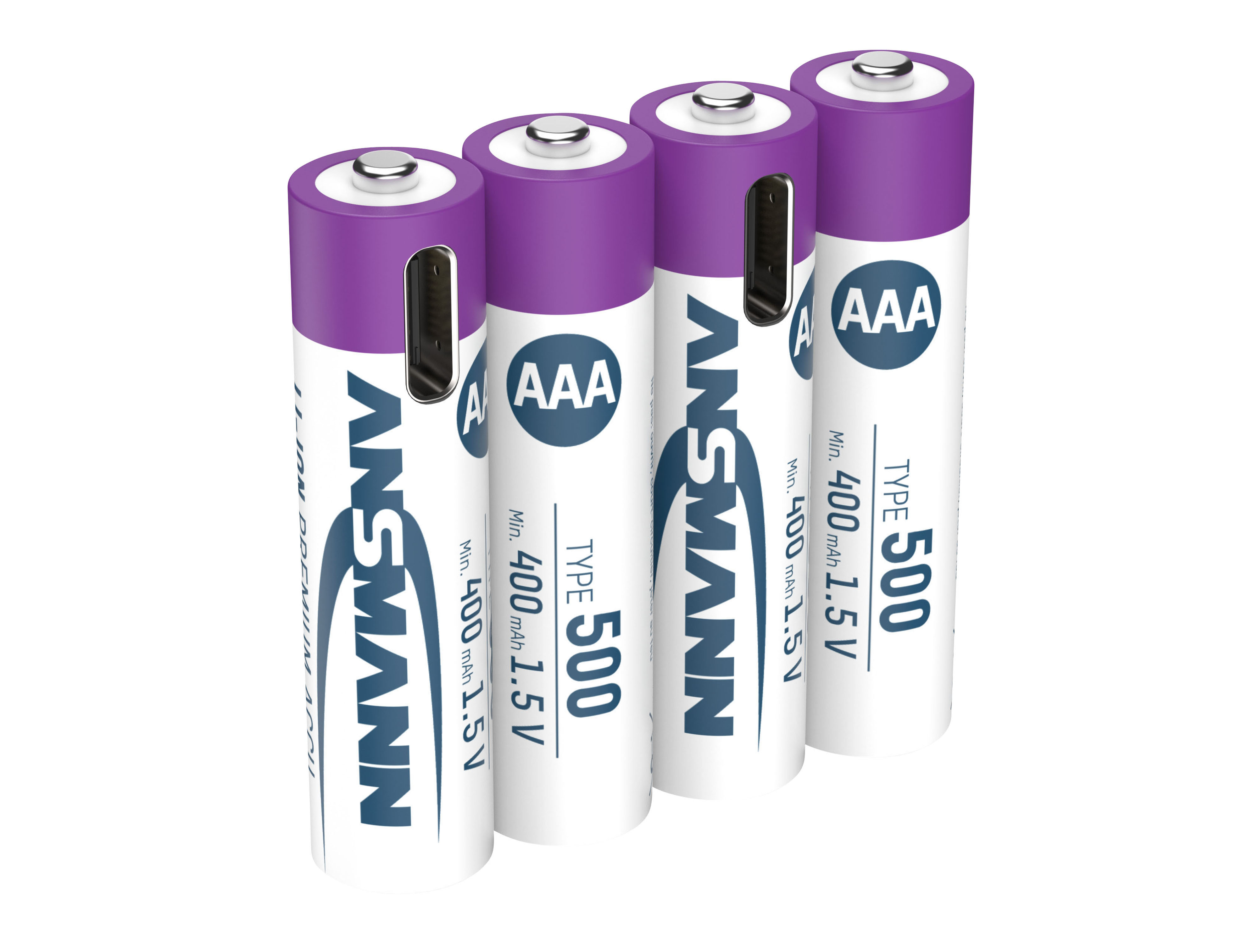 ANSMANN Li-Ion Micro-Akku, AAA, Typ 500 (min. 400mAh), 4 Stück ANSMANN Li-Ion Micro-Akku, AAA, Typ 500 (min. 400mAh), 4 Stück