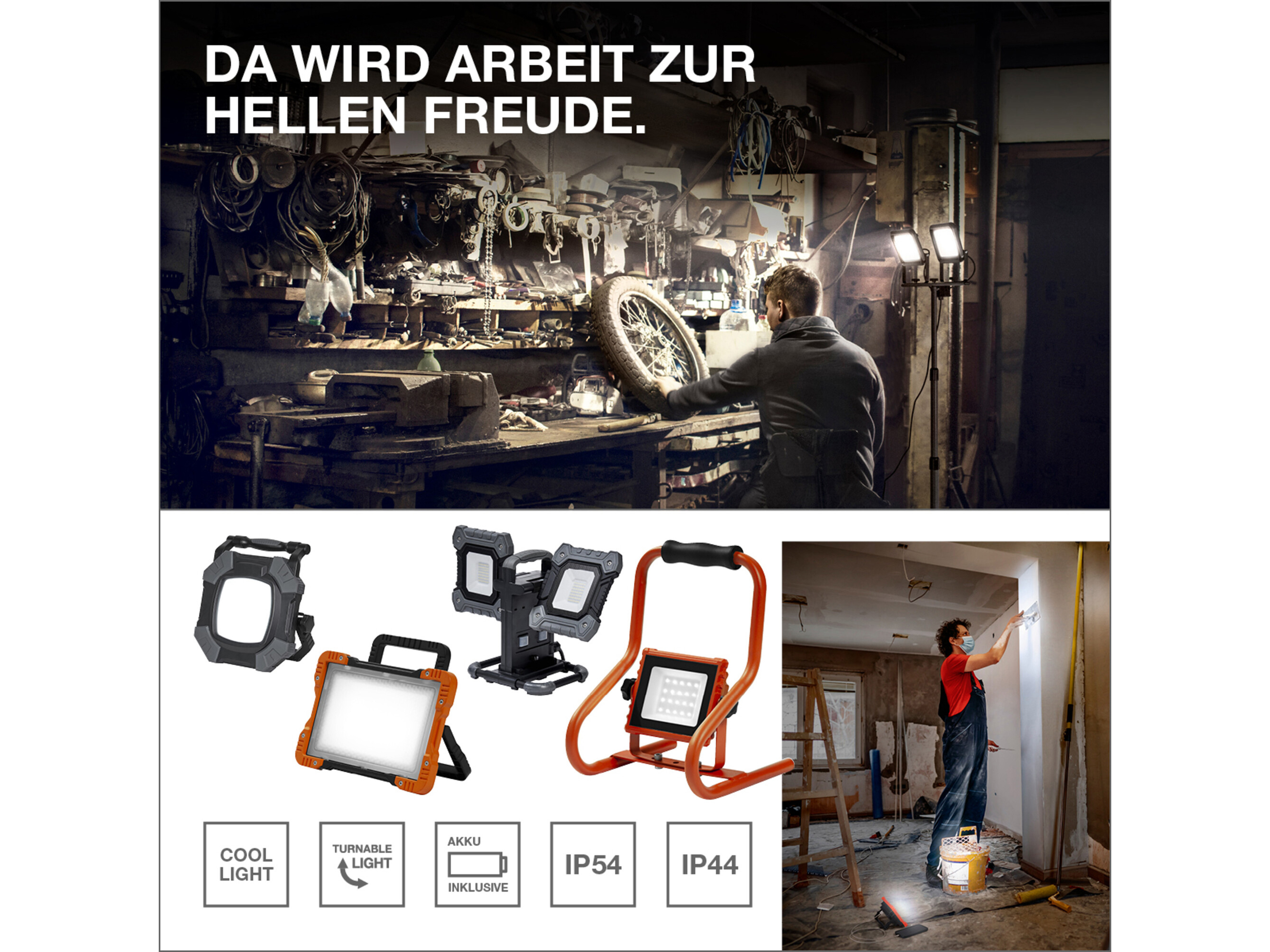 OSRAM LED-Baustrahler, 50W, 4000lm, 4000K, IP54, neutralweiß, orange/schwarz OSRAM LED-Baustrahler, 50W, 4000lm, 4000K, IP20, neutralweiß, orange/schwarz